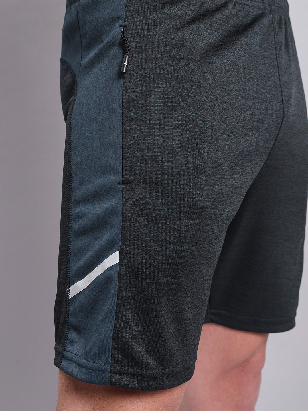Technosport Men Dark Carbon Melange Slim Fit Antimicrobial Training or Gym Sports Shorts (7)