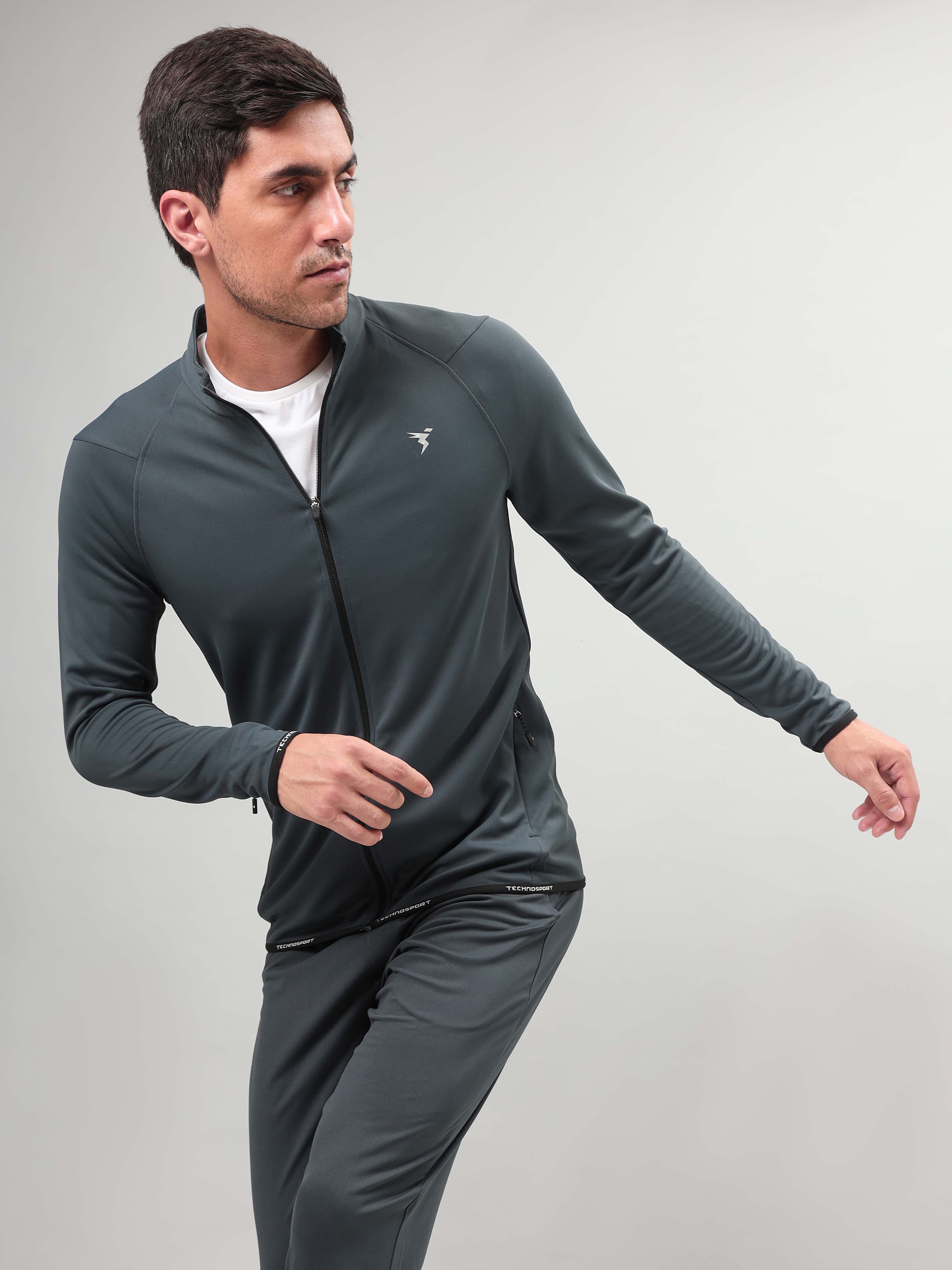 Technosport Men Dark Carbon Solid Hi-Neck Full Open Zip Long Sleeves Jacket (1)