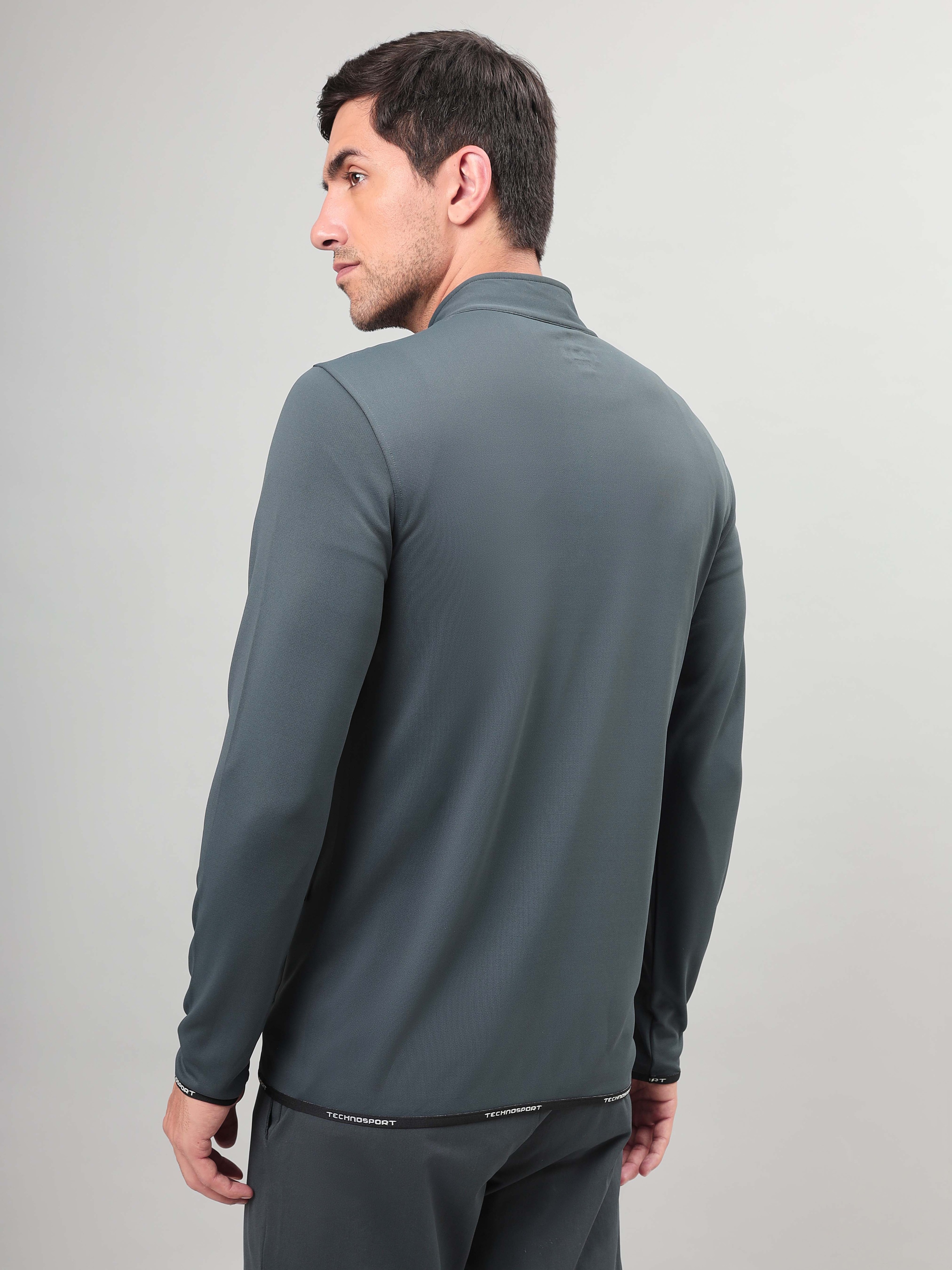 Technosport Men Dark Carbon Solid Hi-Neck Full Open Zip Long Sleeves Jacket (4)