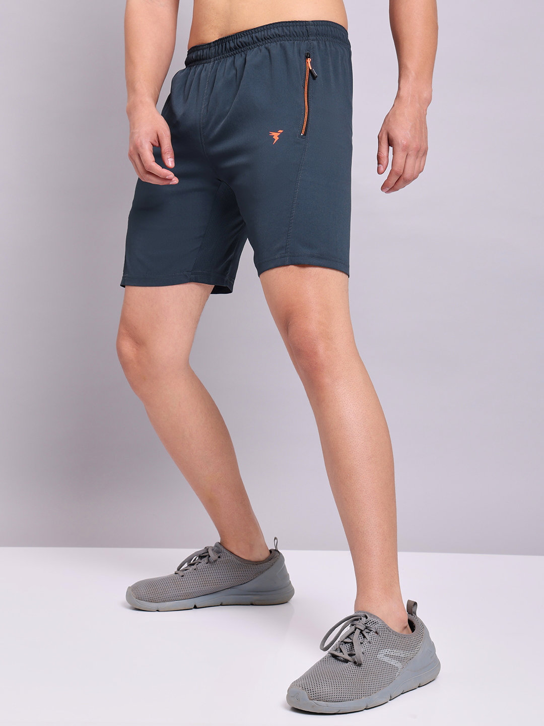 Technosport Men Dark Carbon Solid Woven Shorts (1)