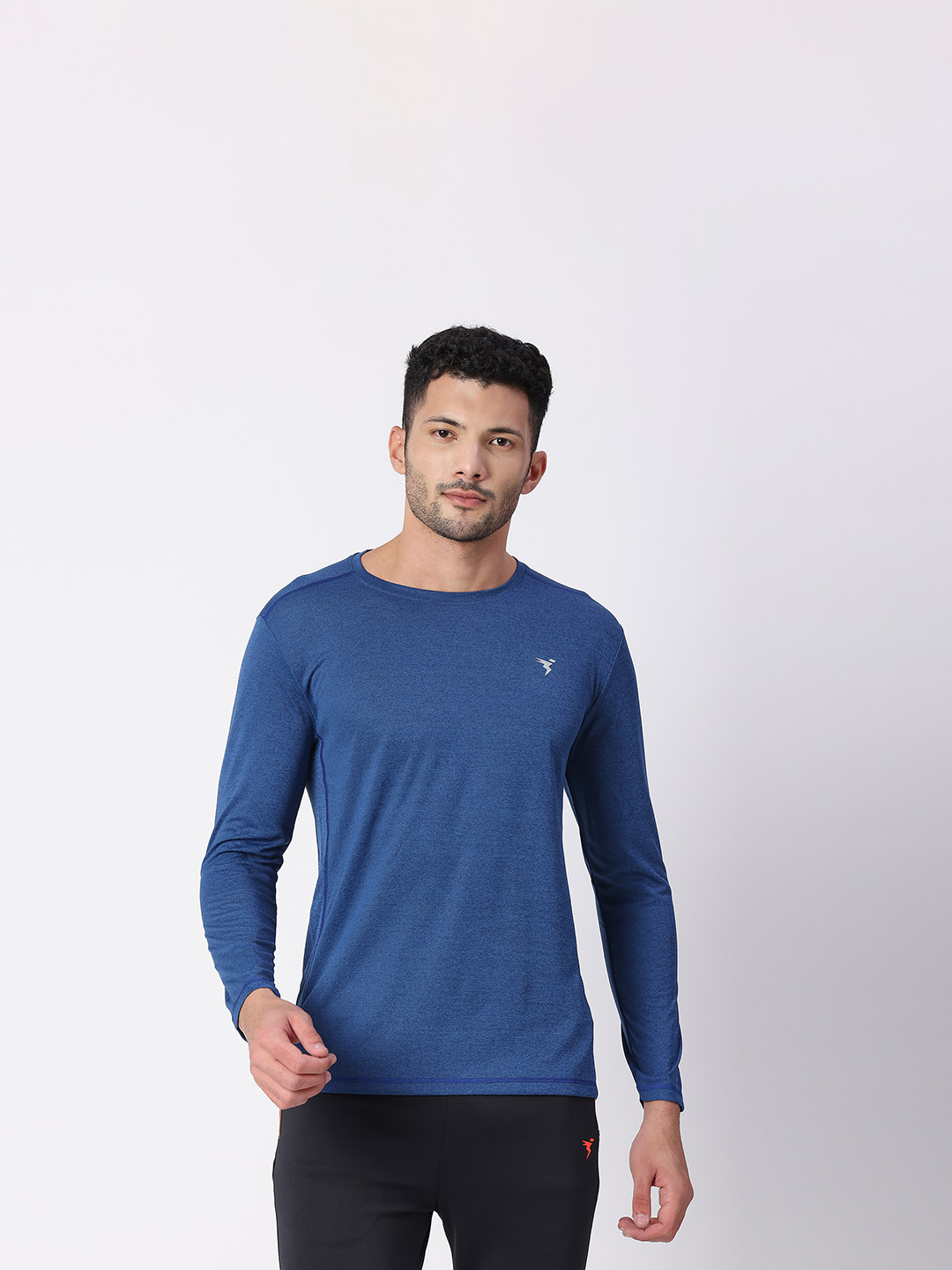 Technosport Men Denim Melange Dyed Round Neck Active Odour-free T-Shirt (1)