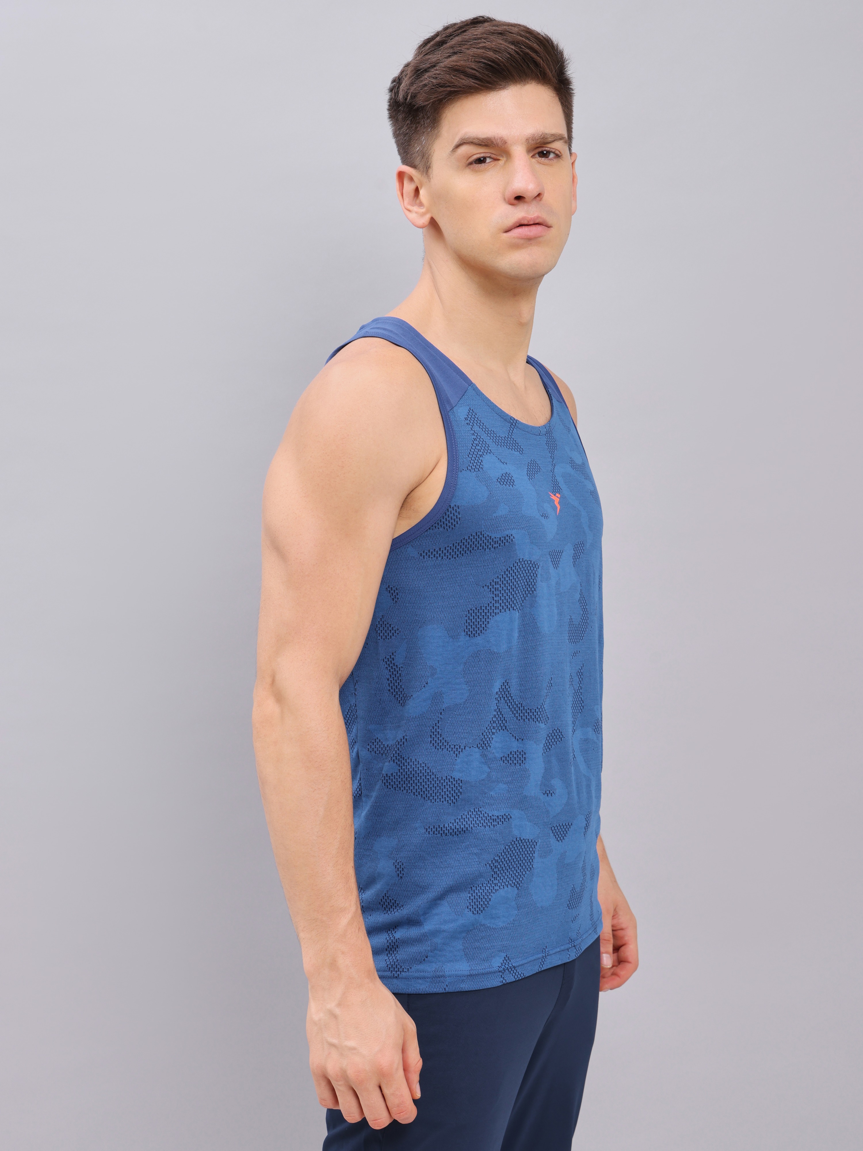 Technosport Men Denim Melange Scoop Neck Sleeveless Polyester Innerwear Gym Vest (3)