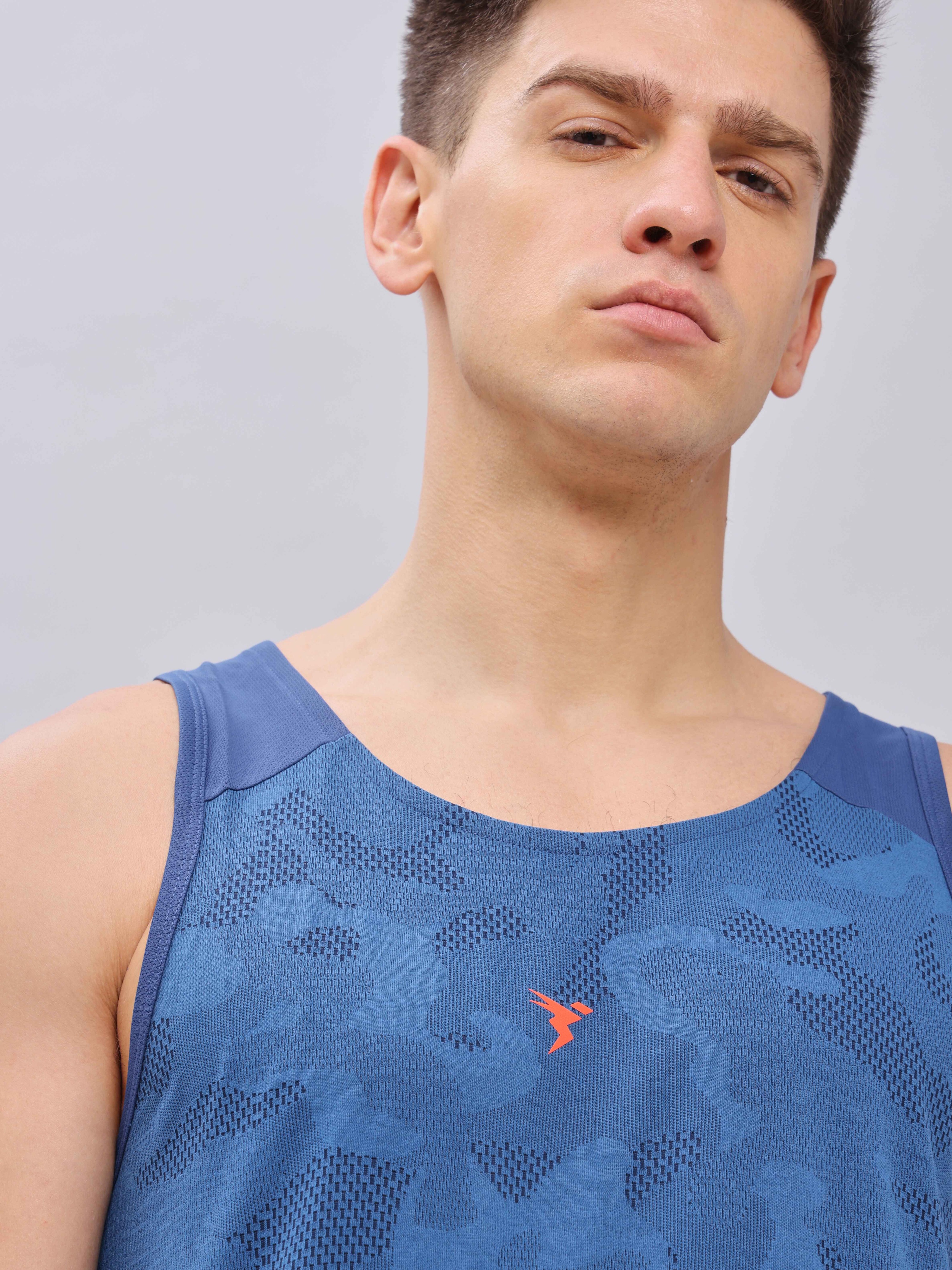 Technosport Men Denim Melange Scoop Neck Sleeveless Polyester Innerwear Gym Vest (4)