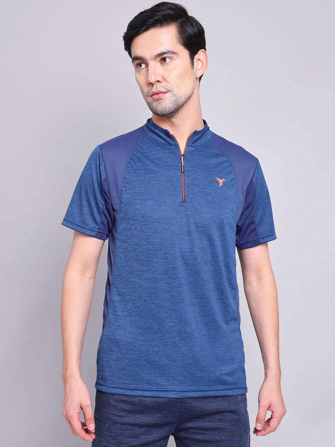 Technosport Men Denim Melange T-Neck Half Sleeves T-Shirts (1)