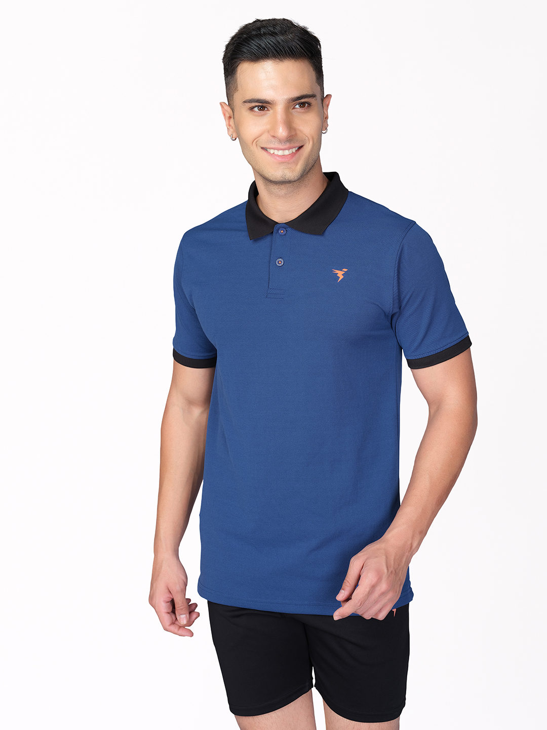 Technosport Men Denim Stretch Pique Solid Polo Half Sleeves T-Shirts (1)