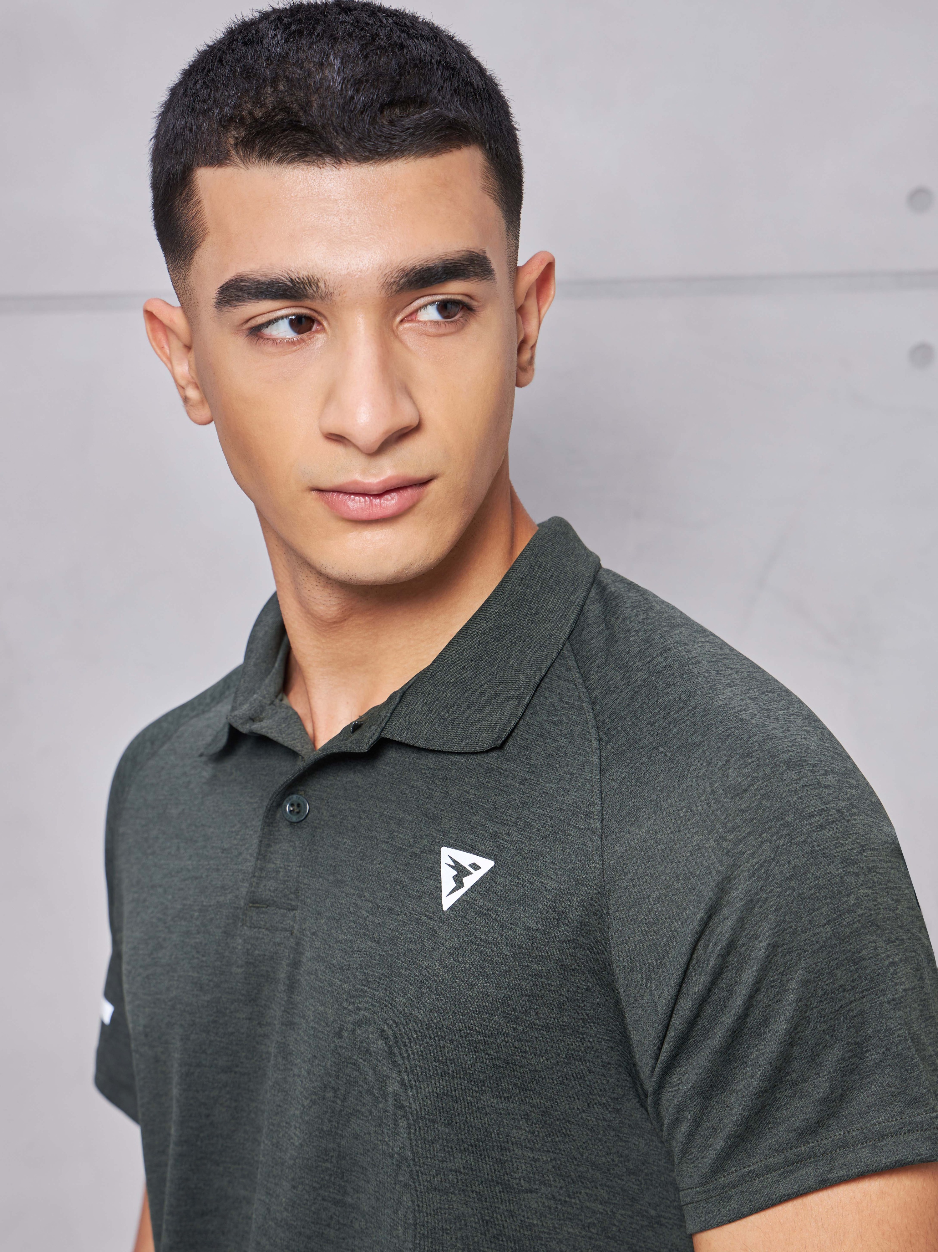 Technosport Men Green Polo Collar Half Sleeves Slim Fit T-Shirt (4)