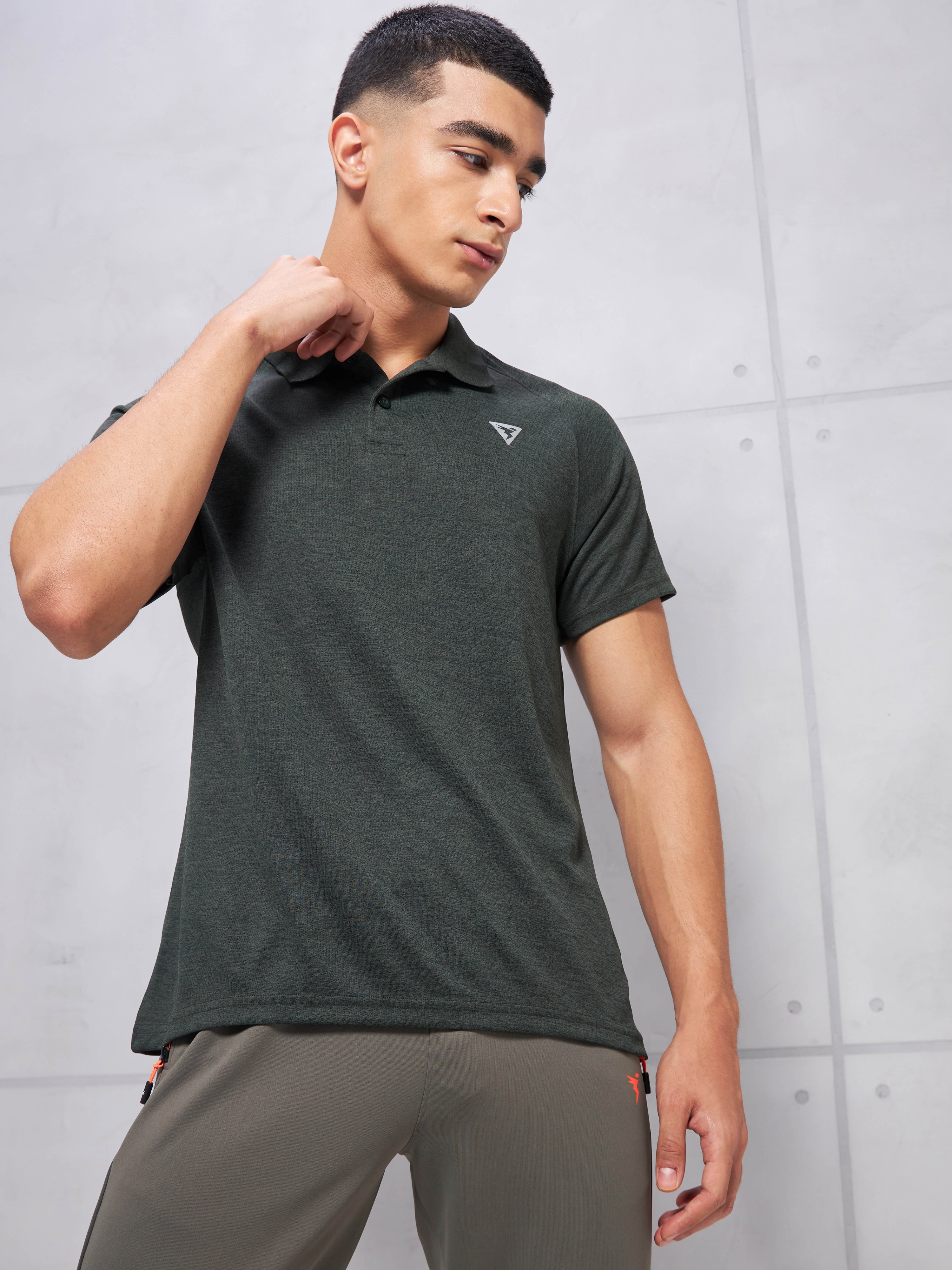 Technosport Men Green Polo Collar Half Sleeves Slim Fit T-Shirt (5)
