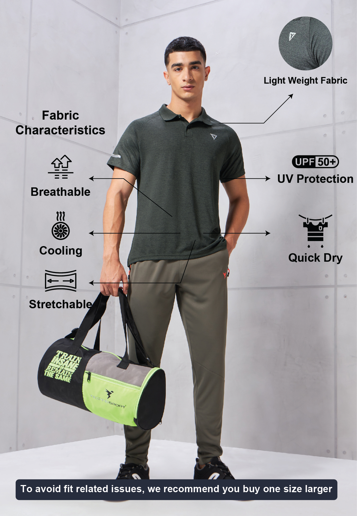 Technosport Men Green Polo Collar Half Sleeves Slim Fit T-Shirt (7)