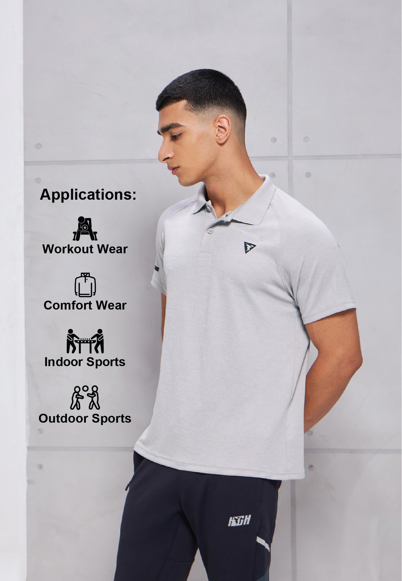 Technosport Men Grey Polo Collar Half Sleeves Slim Fit T-Shirt (10)