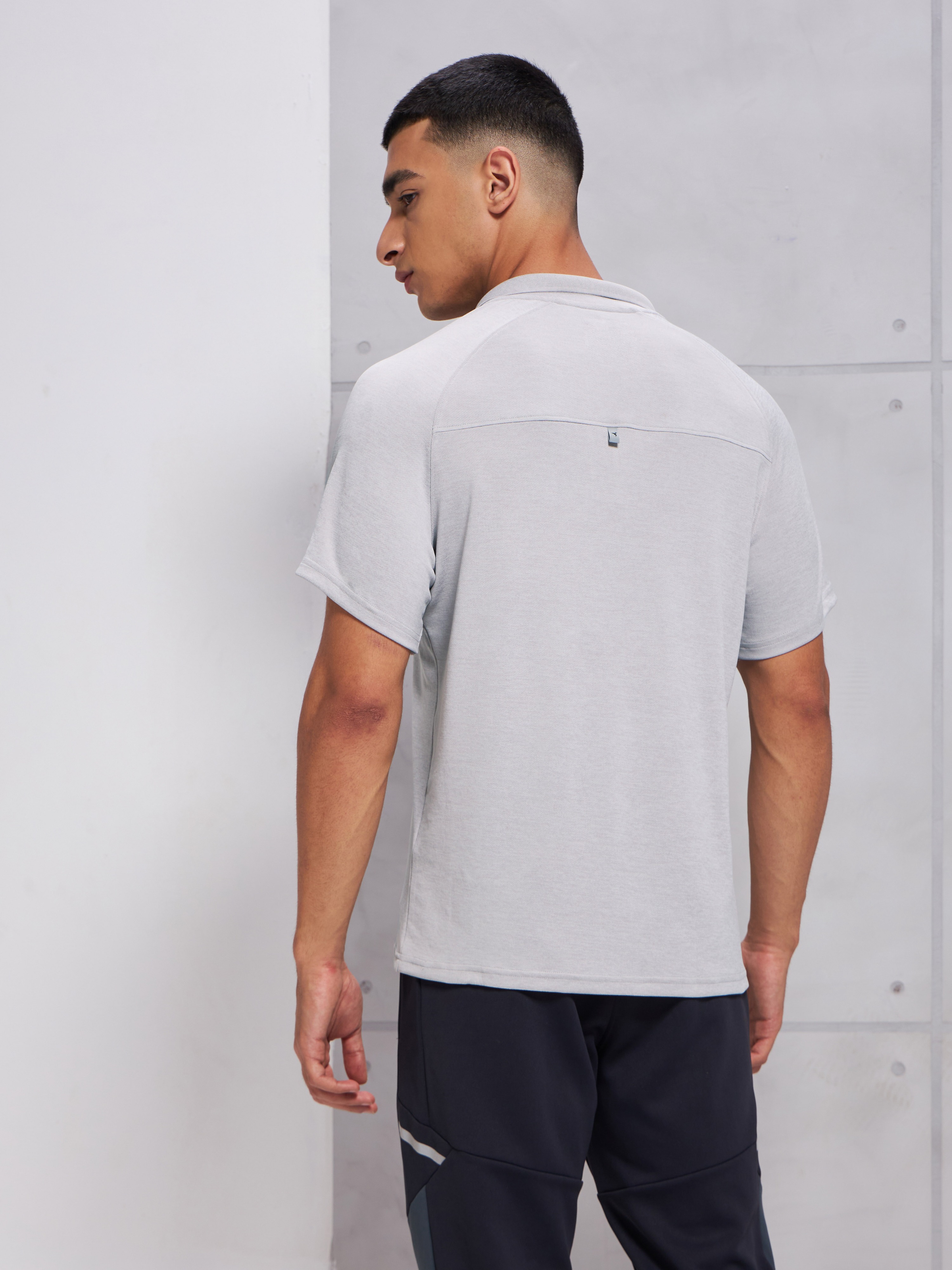 Technosport Men Grey Polo Collar Half Sleeves Slim Fit T-Shirt (2)