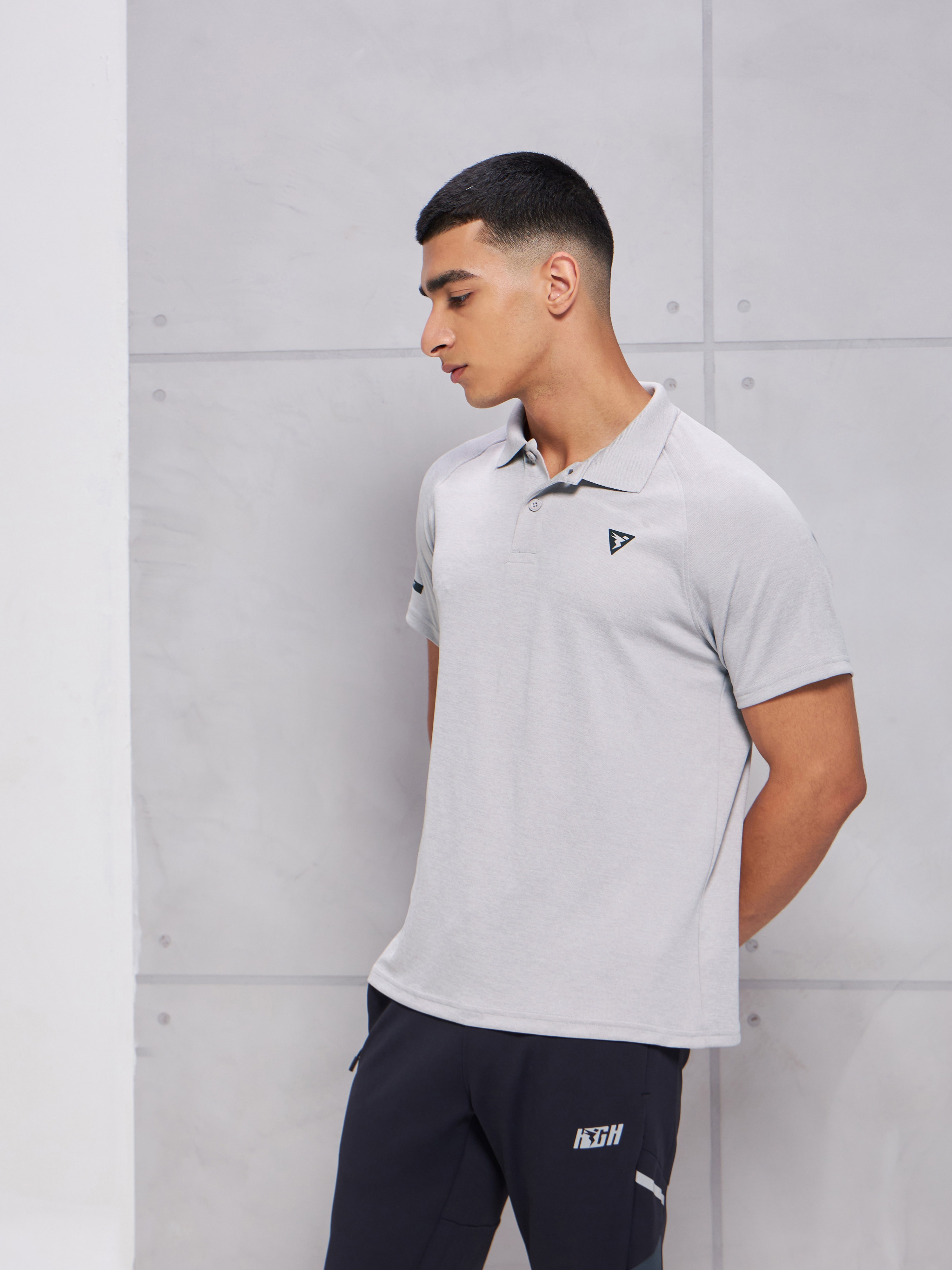 Technosport Men Grey Polo Collar Half Sleeves Slim Fit T-Shirt (3)