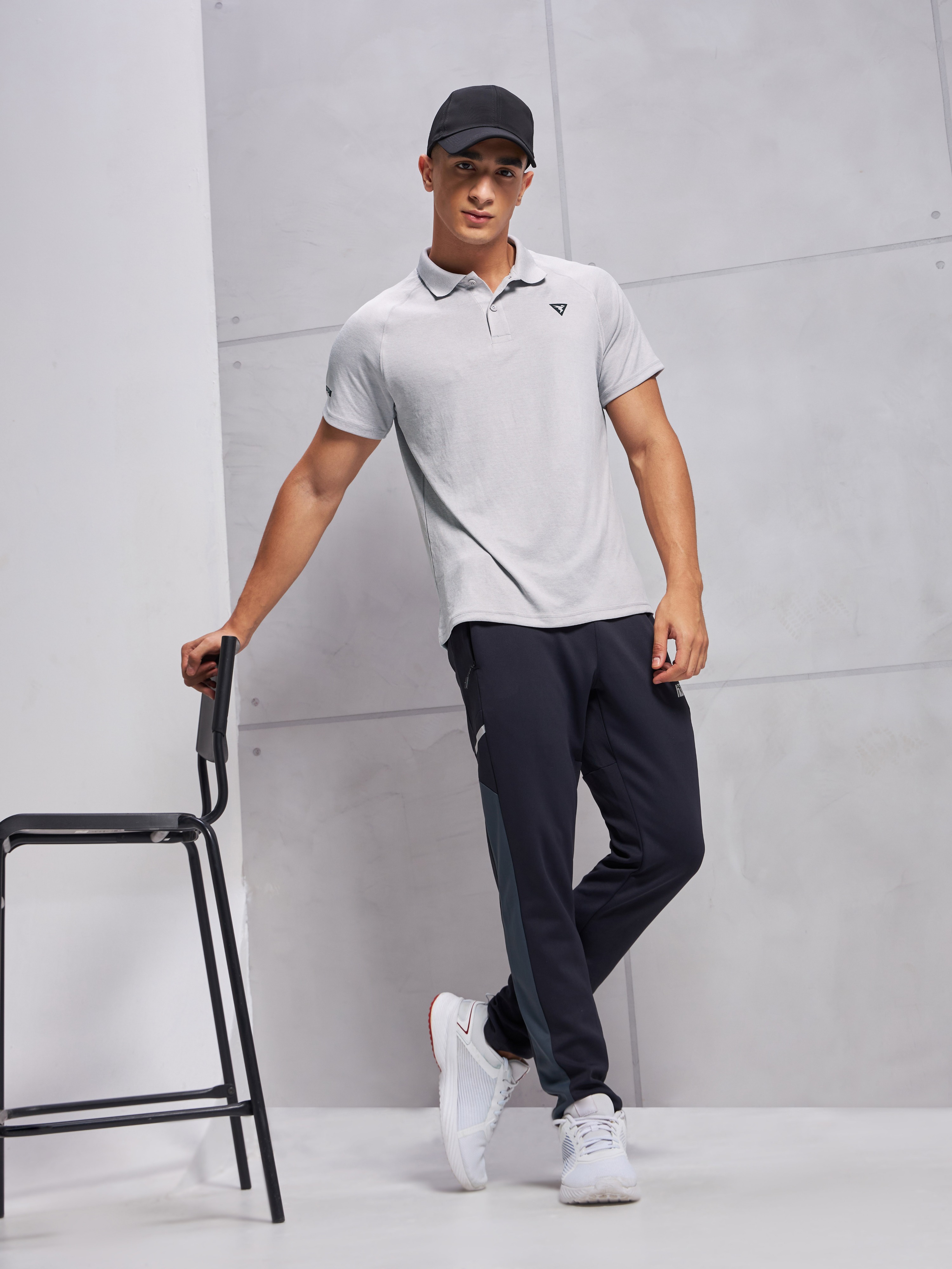 Technosport Men Grey Polo Collar Half Sleeves Slim Fit T-Shirt (4)