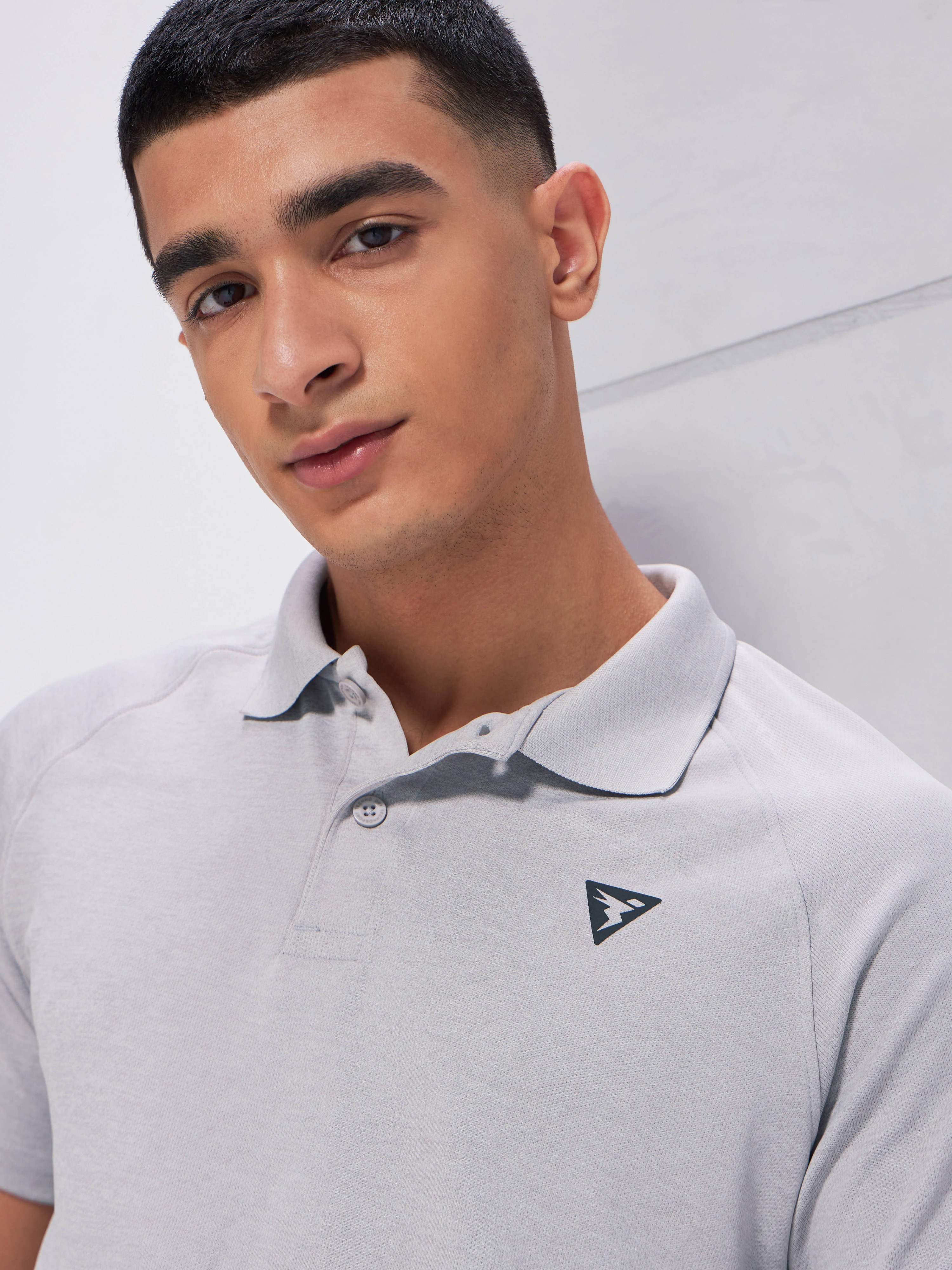 Technosport Men Grey Polo Collar Half Sleeves Slim Fit T-Shirt (7)