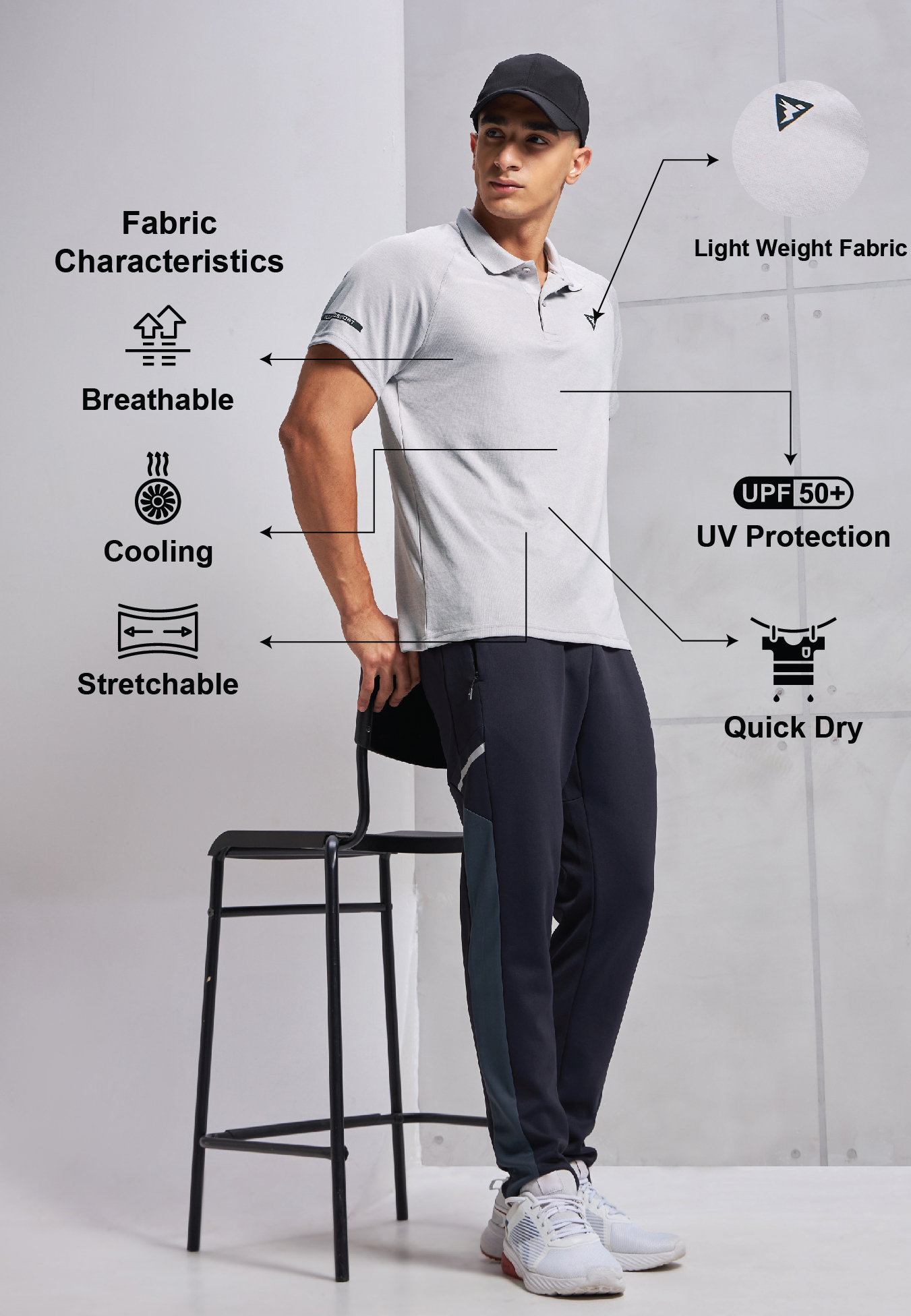 Technosport Men Grey Polo Collar Half Sleeves Slim Fit T-Shirt (9)