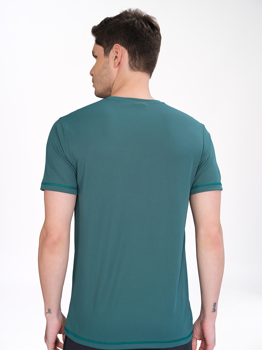Technosport Men Hunter Green Knitted active odour-free Crewneck Half Sleeve T-Shirt (3)