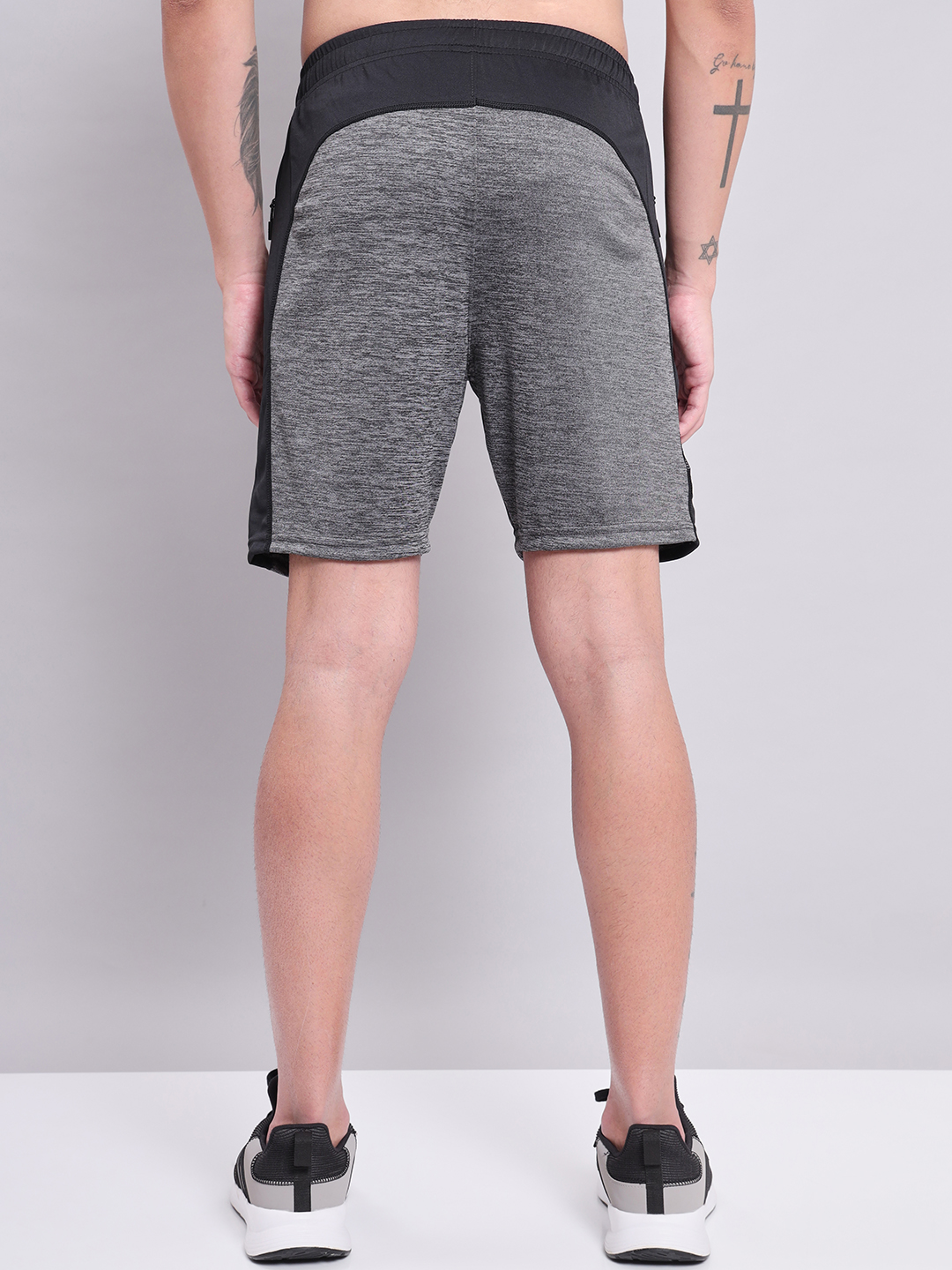 Technosport Men Light Carbon Melange Slim Fit Antimicrobial Training or Gym Sports Shorts (2)