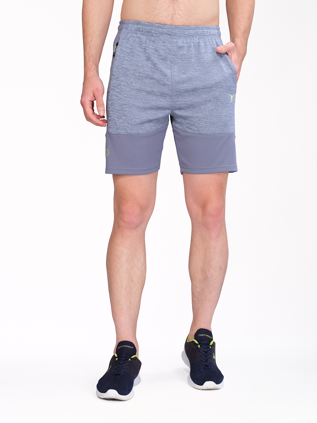 Technosport Men Light Grey Melange Shorts (1)