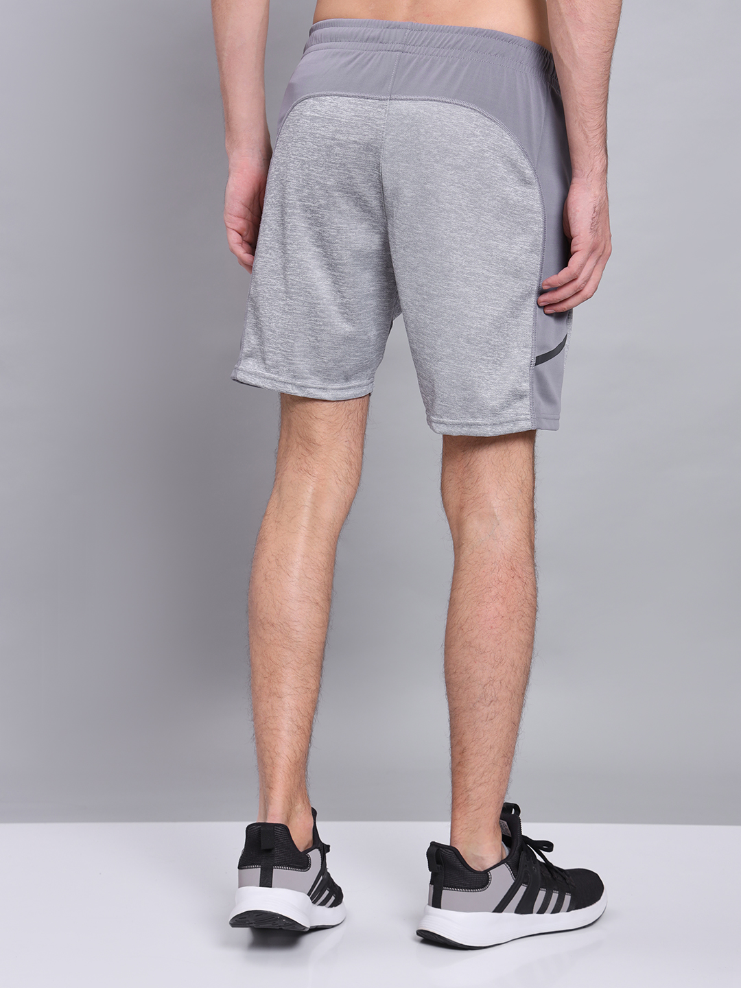 Technosport Men Light Grey Melange Slim Fit Antimicrobial Training or Gym Sports Shorts (2)