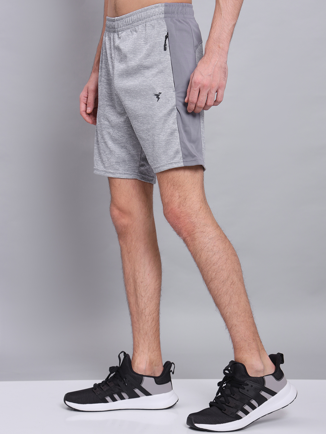 Technosport Men Light Grey Melange Slim Fit Antimicrobial Training or Gym Sports Shorts (4)