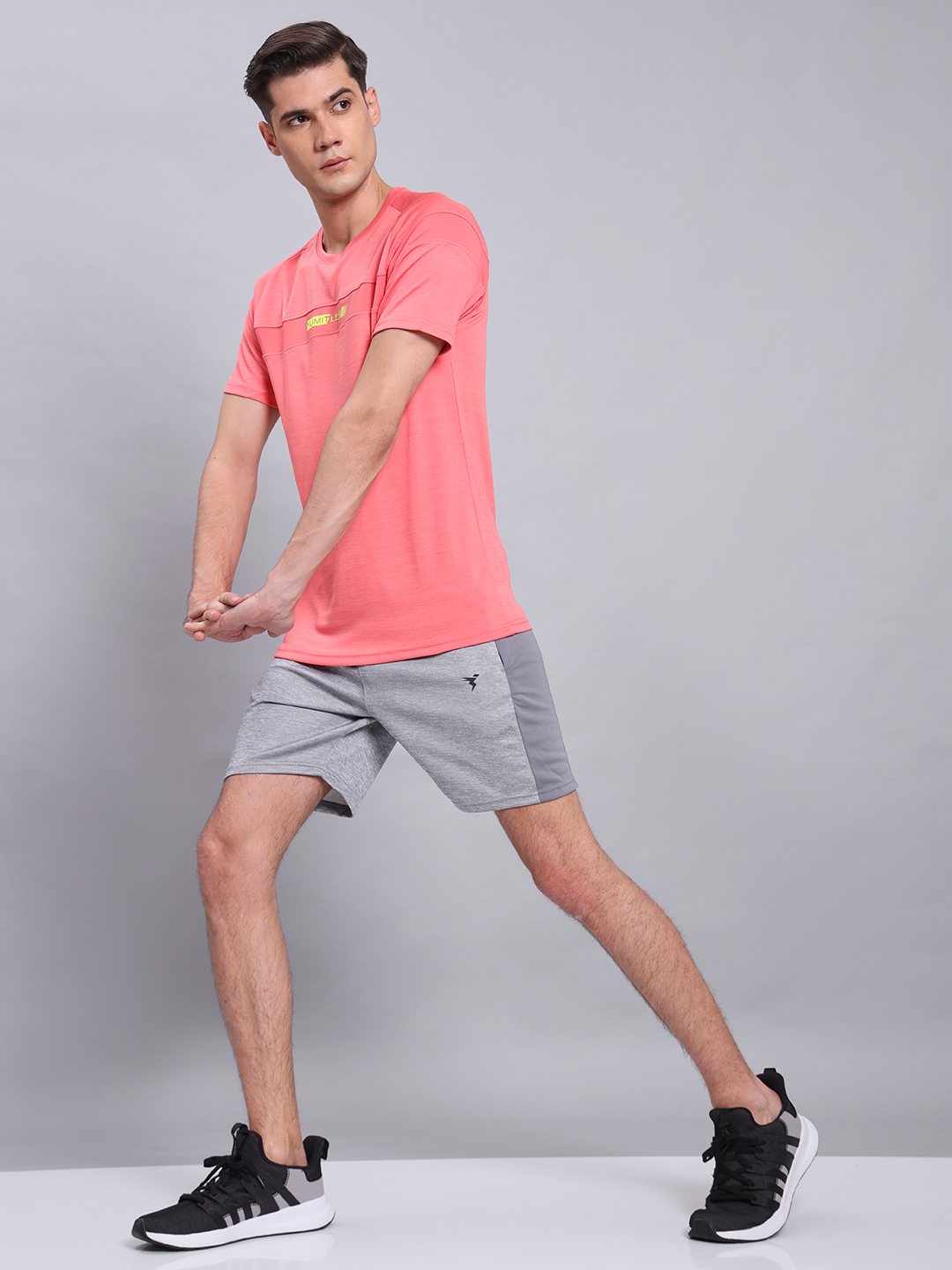 Technosport Men Light Grey Melange Slim Fit Antimicrobial Training or Gym Sports Shorts (5)