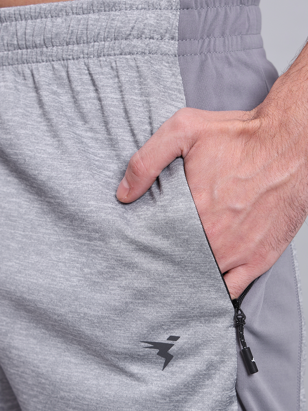 Technosport Men Light Grey Melange Slim Fit Antimicrobial Training or Gym Sports Shorts (6)