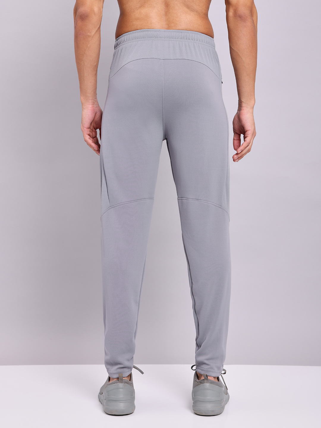 Men Light Grey Mid-Rise Slim Fit Polyester Training Track Pants