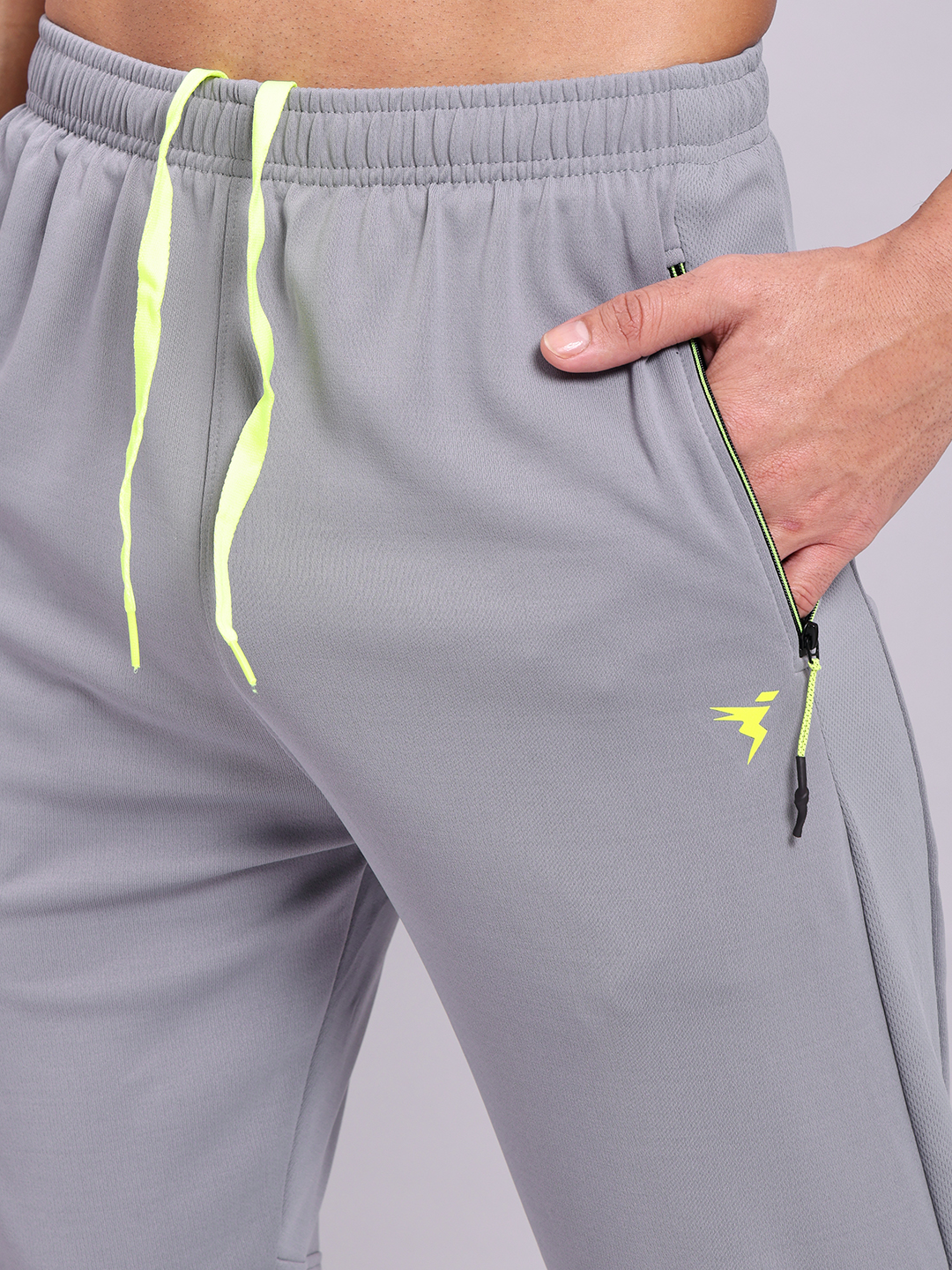 Technosport Men Light Grey Mid-Rise Slim Fit Polyester Training Track Pants (3)