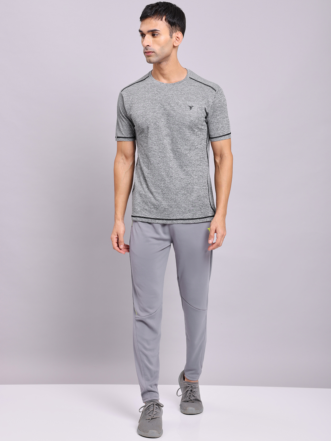 Technosport Men Light Grey Mid-Rise Slim Fit Polyester Training Track Pants (6)