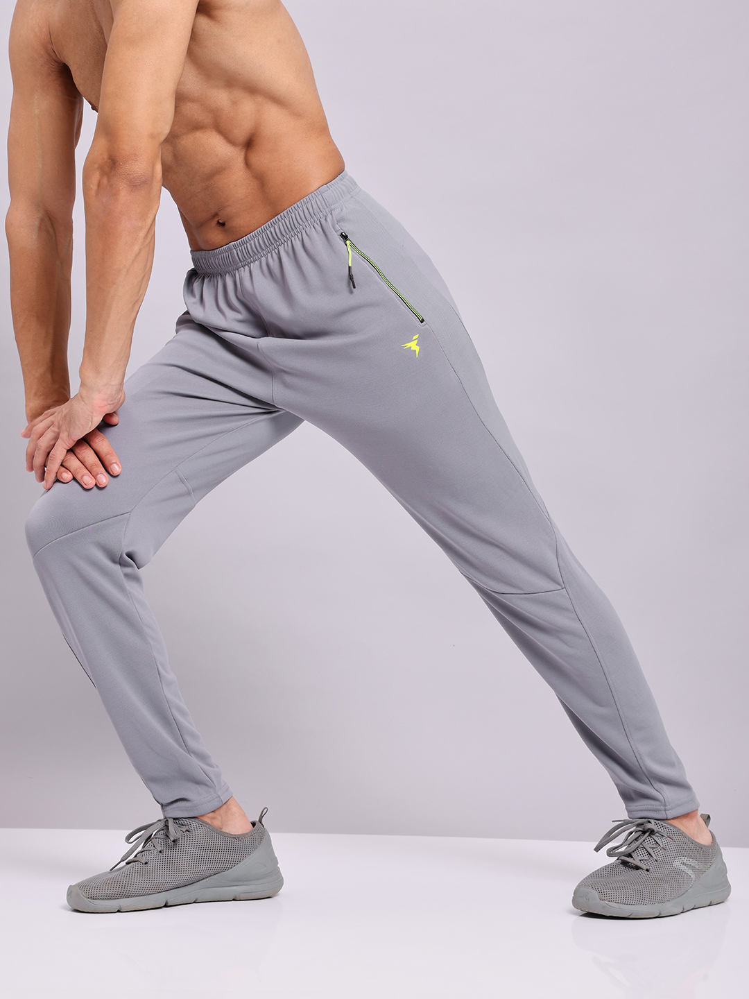 Technosport Men Light Grey Mid-Rise Slim Fit Polyester Training Track Pants (7)