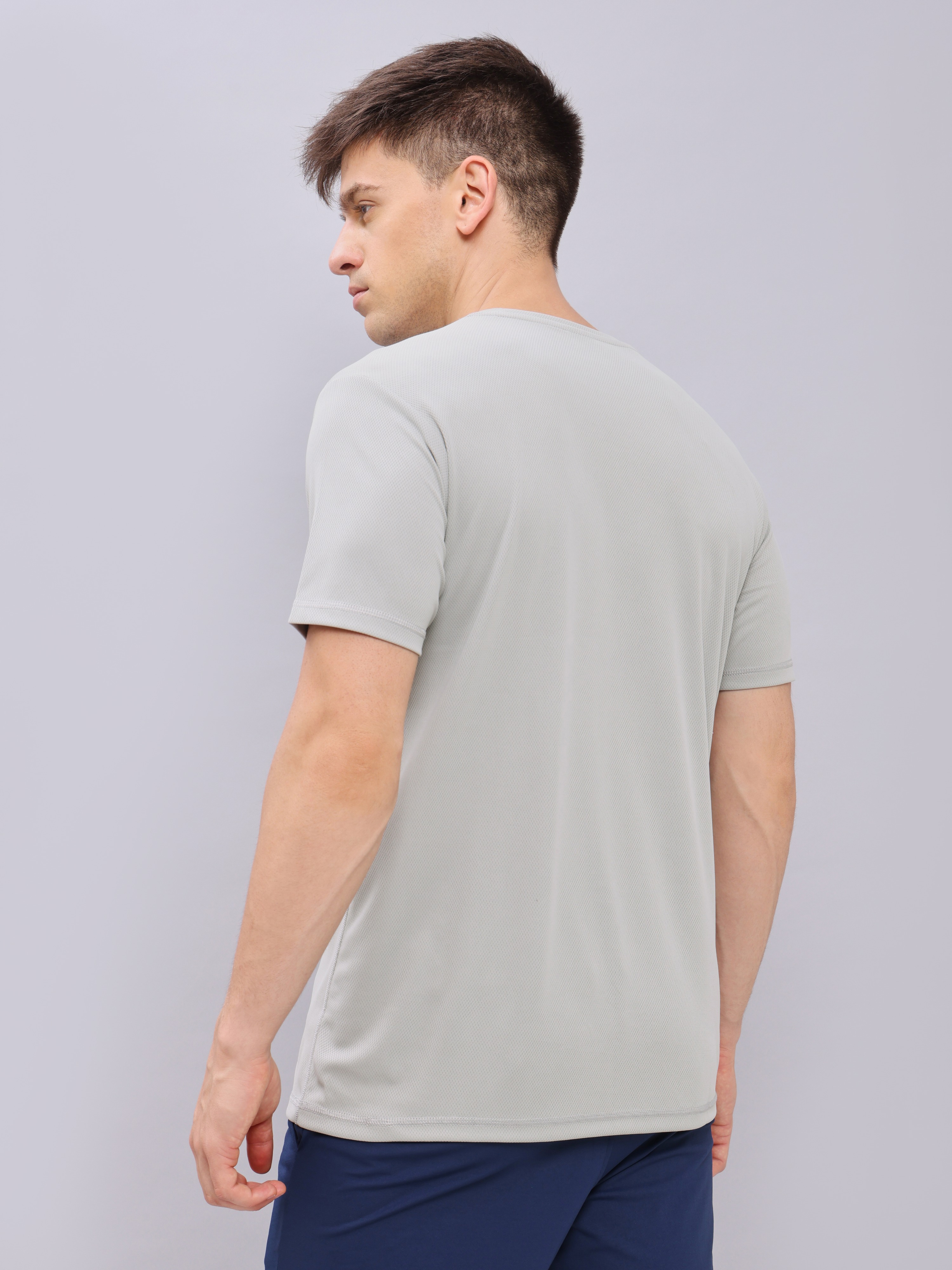 Technosport Men Light Grey Round Neck Antimicrobial Slim Fit T-shirt (3)