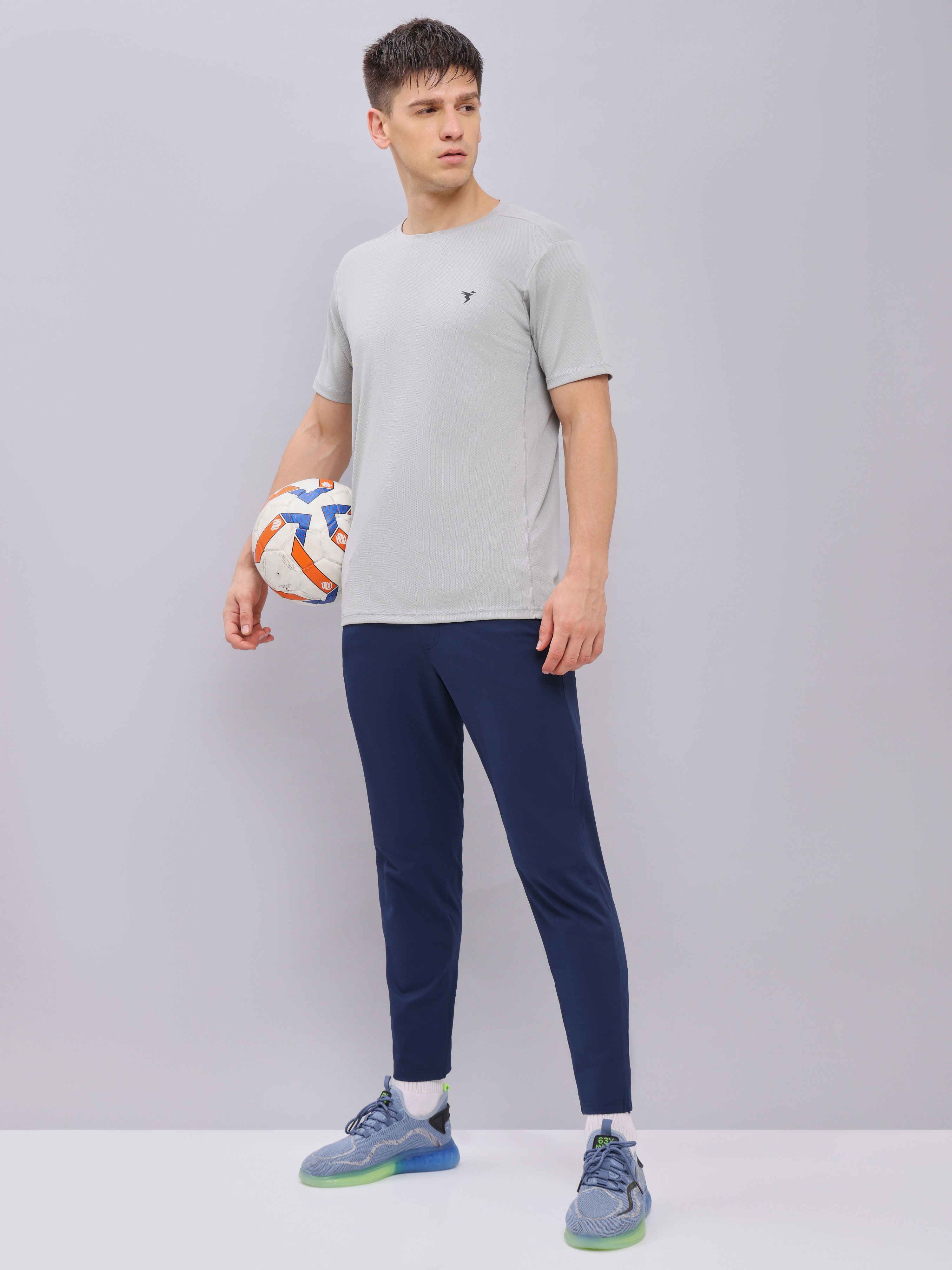 Technosport Men Light Grey Round Neck Antimicrobial Slim Fit T-shirt (5)