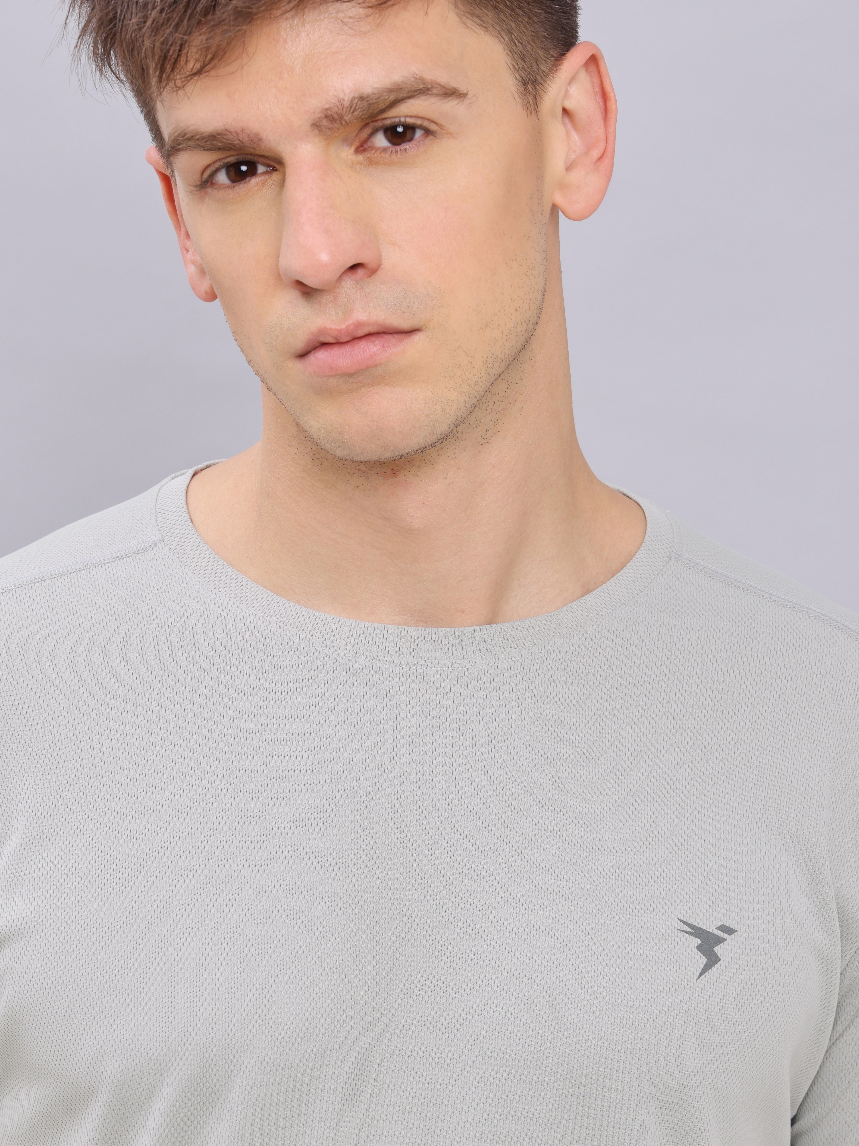 Technosport Men Light Grey Round Neck Antimicrobial Slim Fit T-shirt (6)