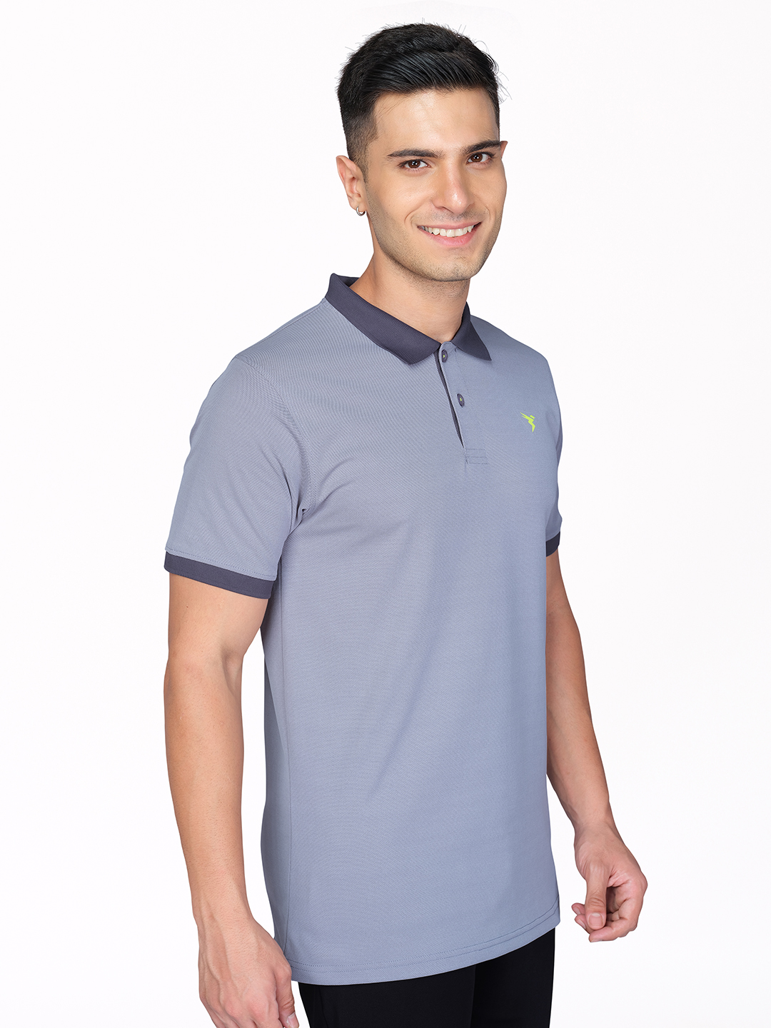Technosport Men Light Grey Stretch Pique Solid Polo Half Sleeves T-Shirts (3)