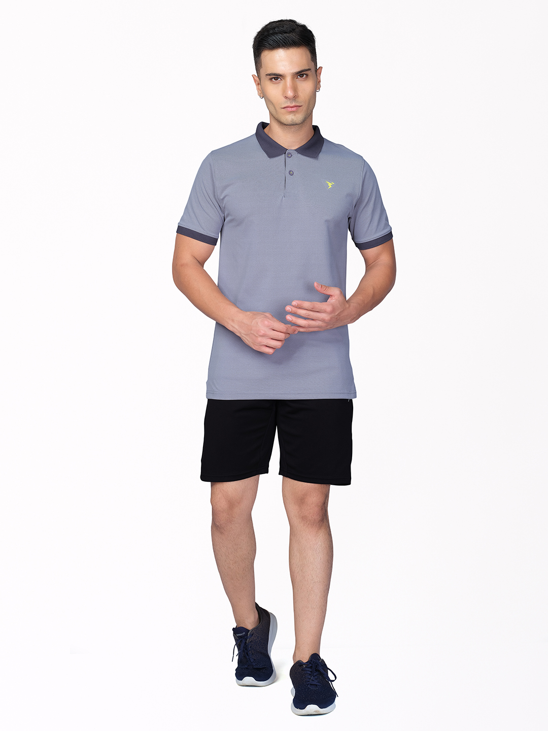 Technosport Men Light Grey Stretch Pique Solid Polo Half Sleeves T-Shirts (4)