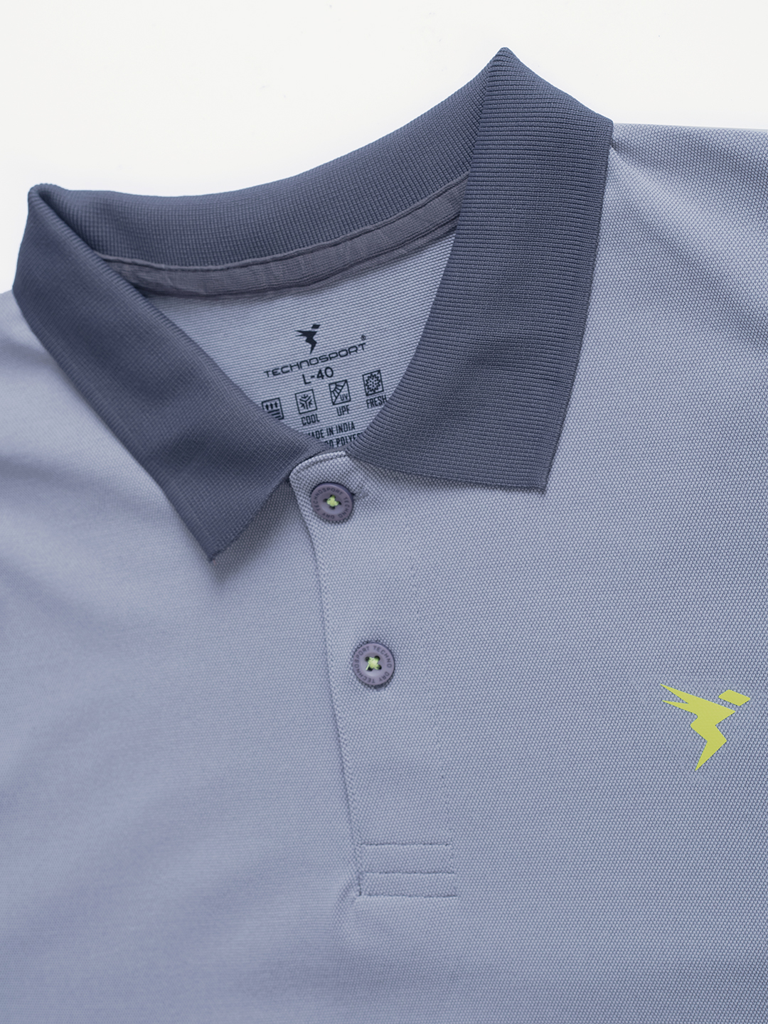 Technosport Men Light Grey Stretch Pique Solid Polo Half Sleeves T-Shirts (8)