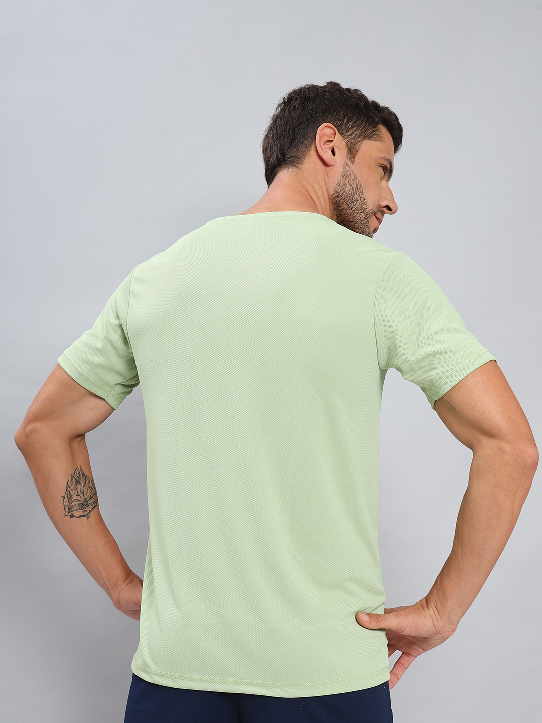Technosport Men Light Lime Round Neck Antimicrobial Slim Fit T-shirt (2)