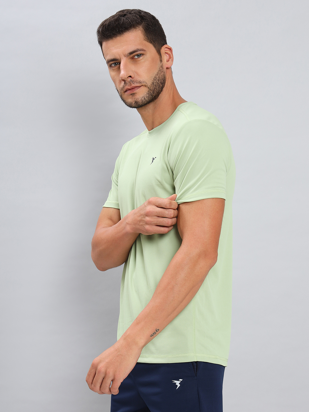 Technosport Men Light Lime Round Neck Antimicrobial Slim Fit T-shirt (3)