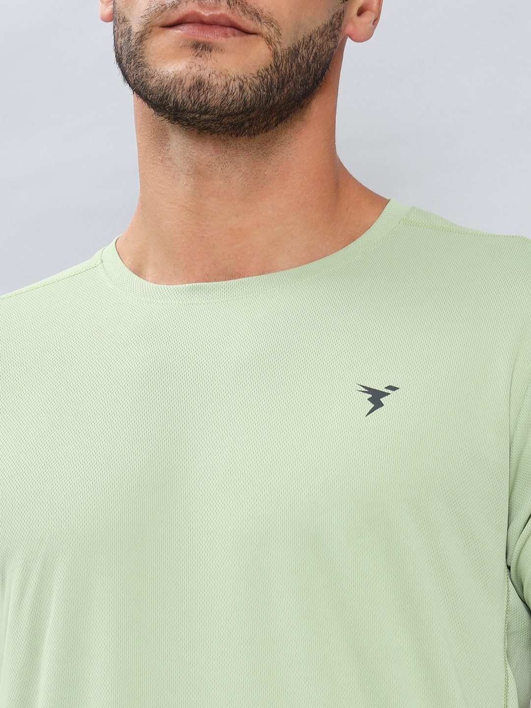 Technosport Men Light Lime Round Neck Antimicrobial Slim Fit T-shirt (5)