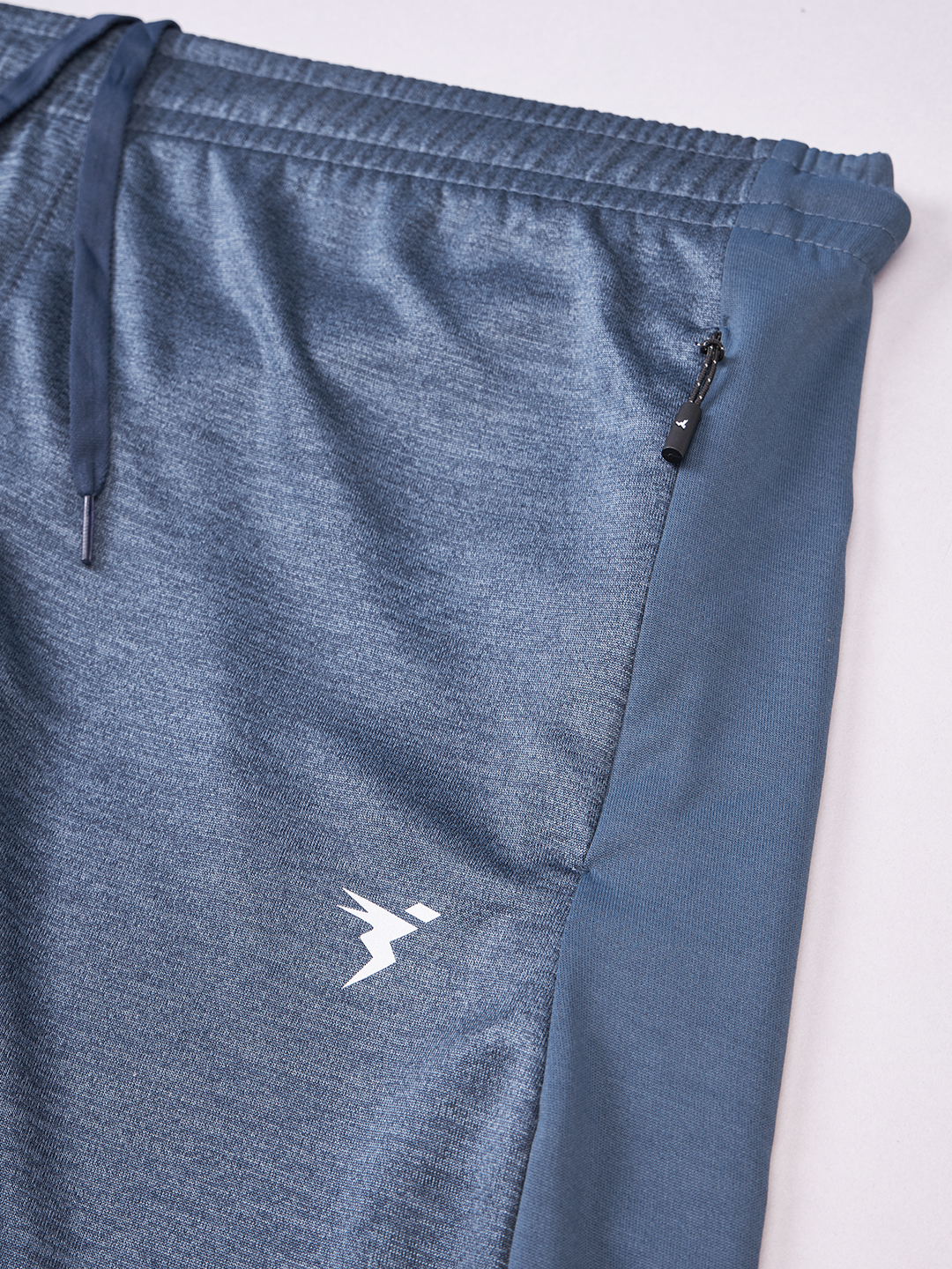 Technosport Men Light Navy Melange Self Designed Mid Rise Antimicrobial Slim Fit Sports Shorts (9)