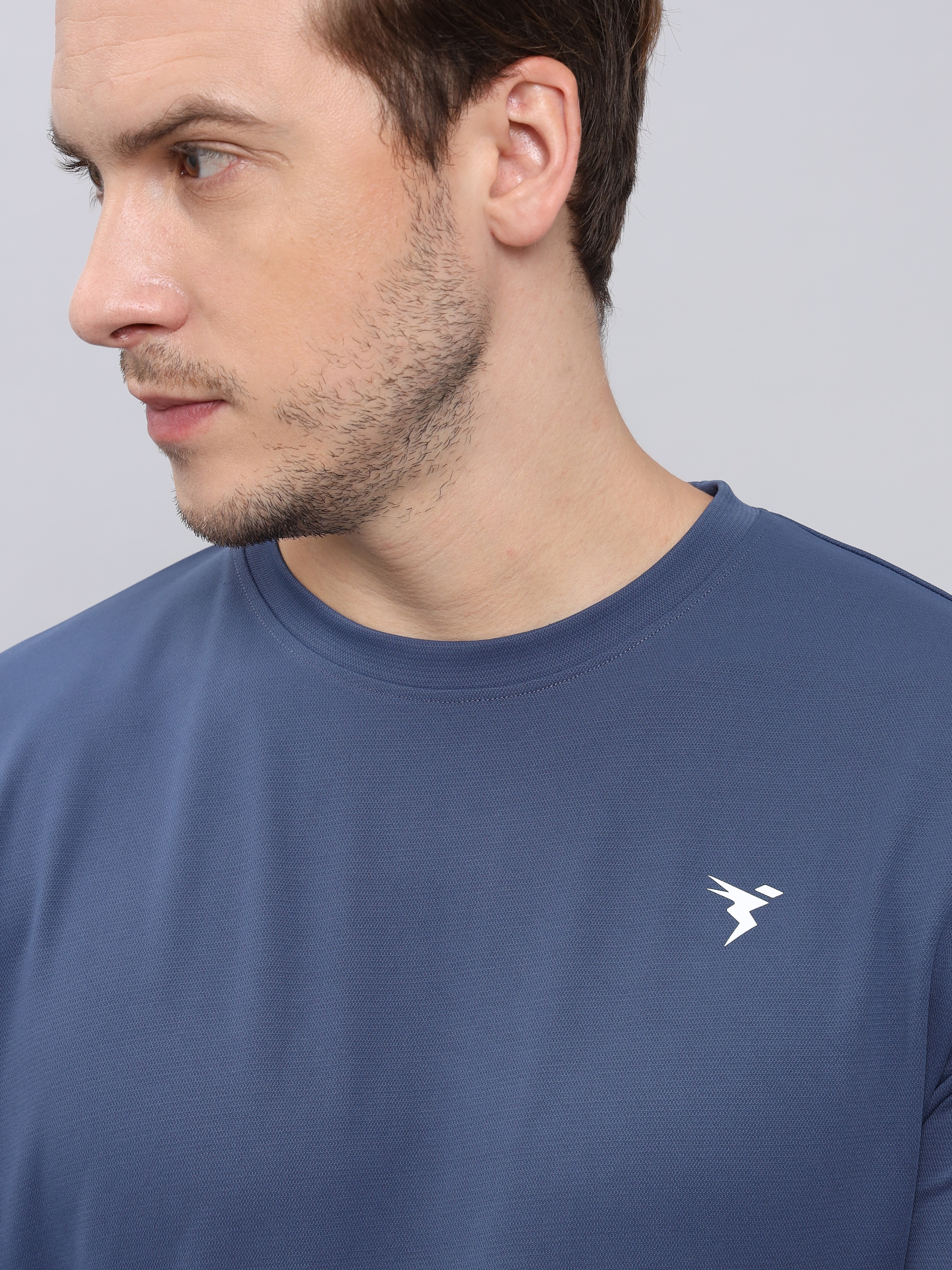 Technosport Men Light Navy Solid Crewneck Long Sleeves Round Neck Sweatshirt (6)