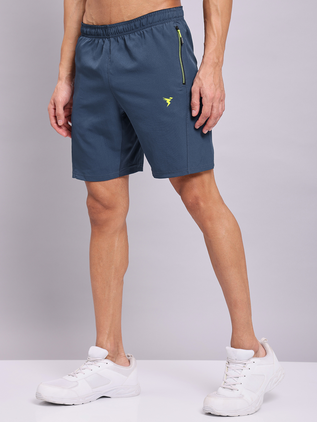 Technosport Men Light Navy Solid Woven Shorts (1)