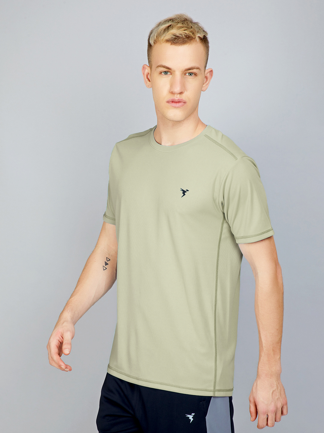 Technosport Men Lime Green and Brown Solid Half Sleeves Round Neck Polyester T-Shirt (Pack of 2) (2)