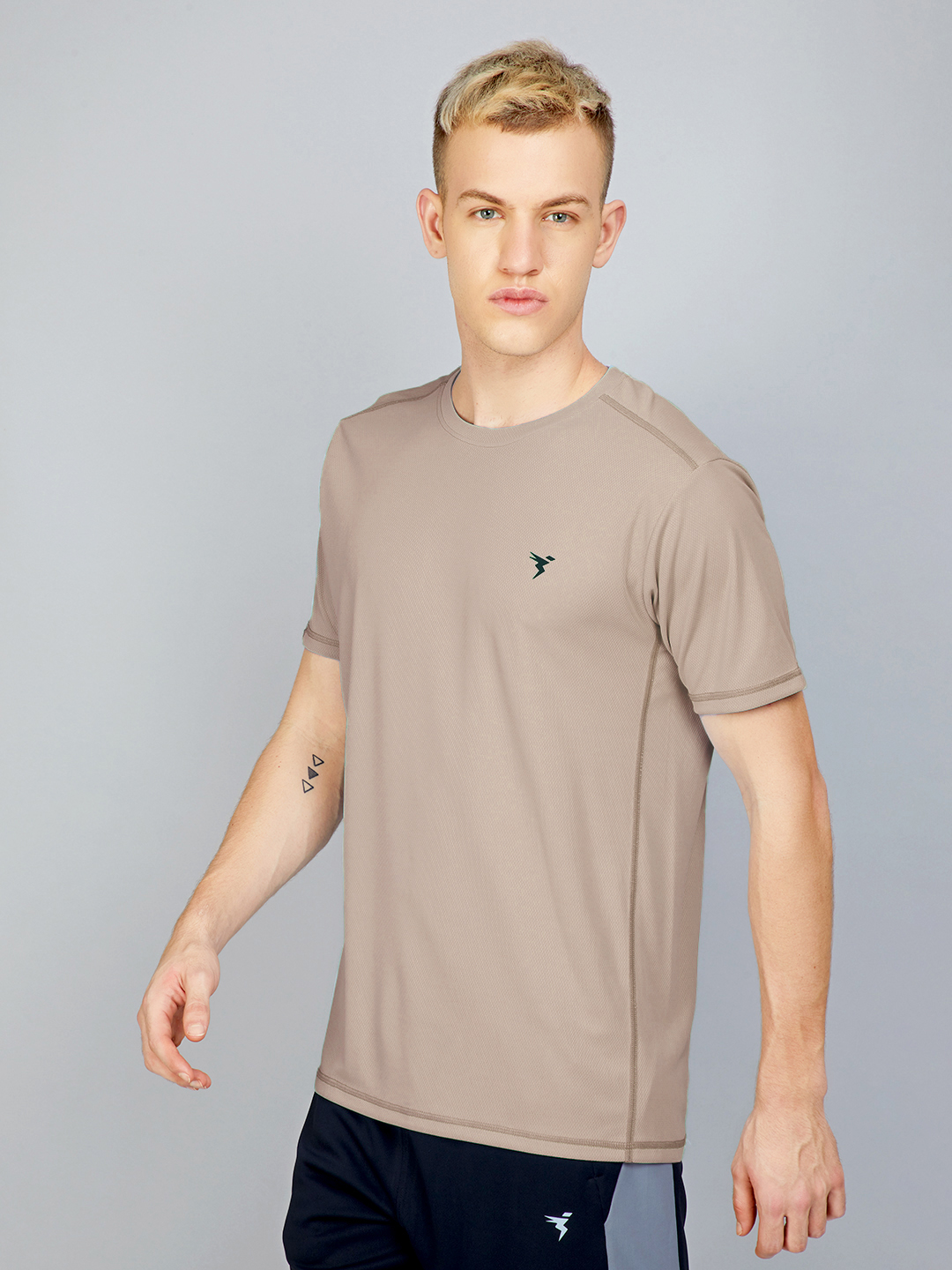 Technosport Men Lime Green and Brown Solid Half Sleeves Round Neck Polyester T-Shirt (Pack of 2) (5)