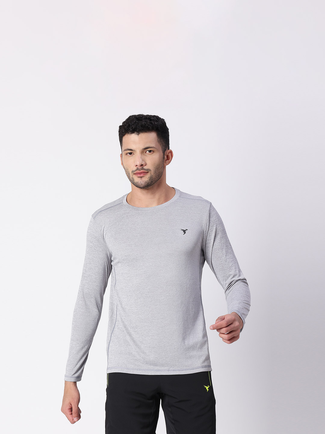 Technosport Men Lt Grey Melange Dyed Round Neck Active Odour-free T-Shirt (1)
