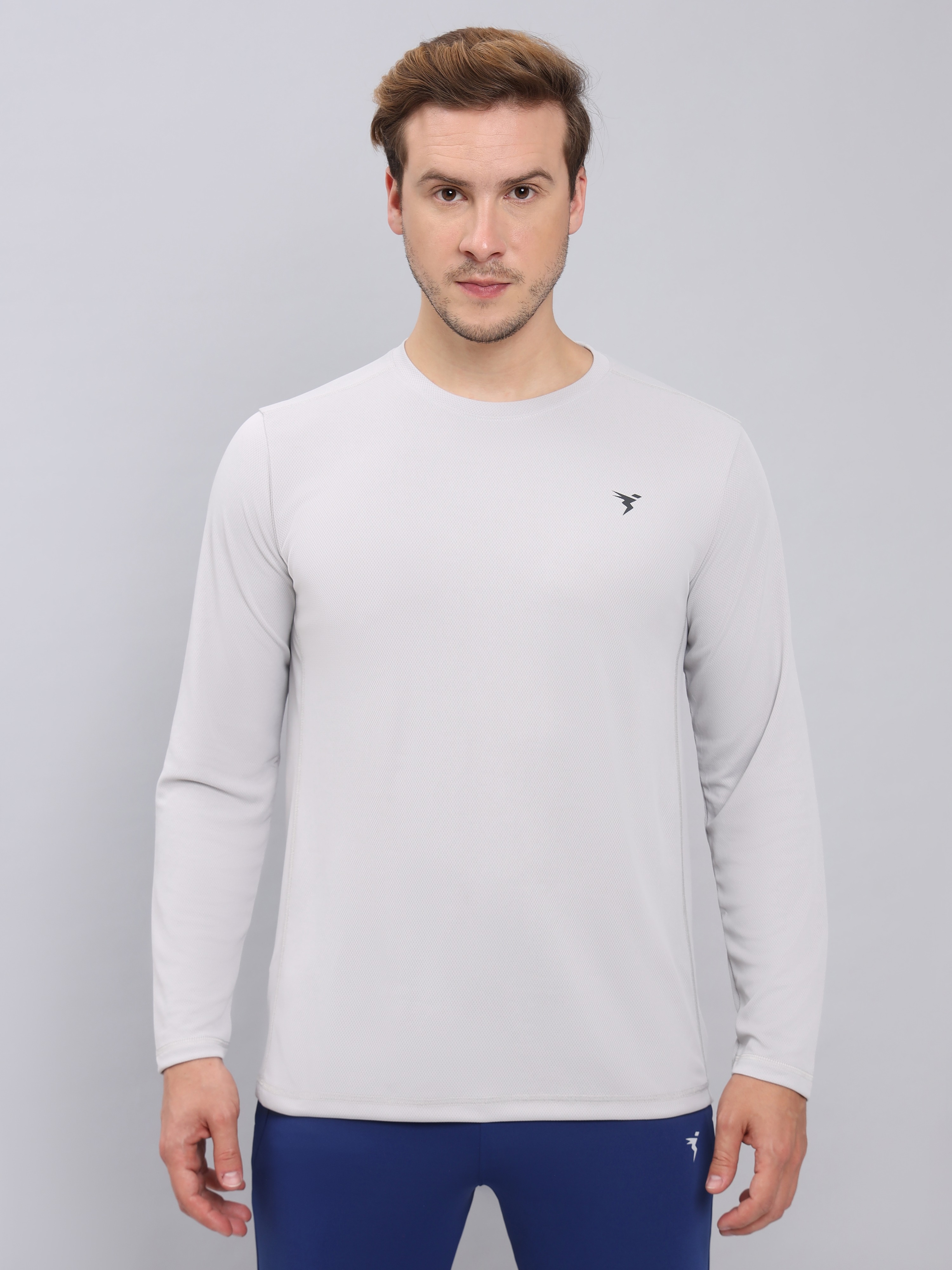 Technosport Men Lunar Grey Knitted active odour-free Crewneck Full Sleeve T-Shirt (1)