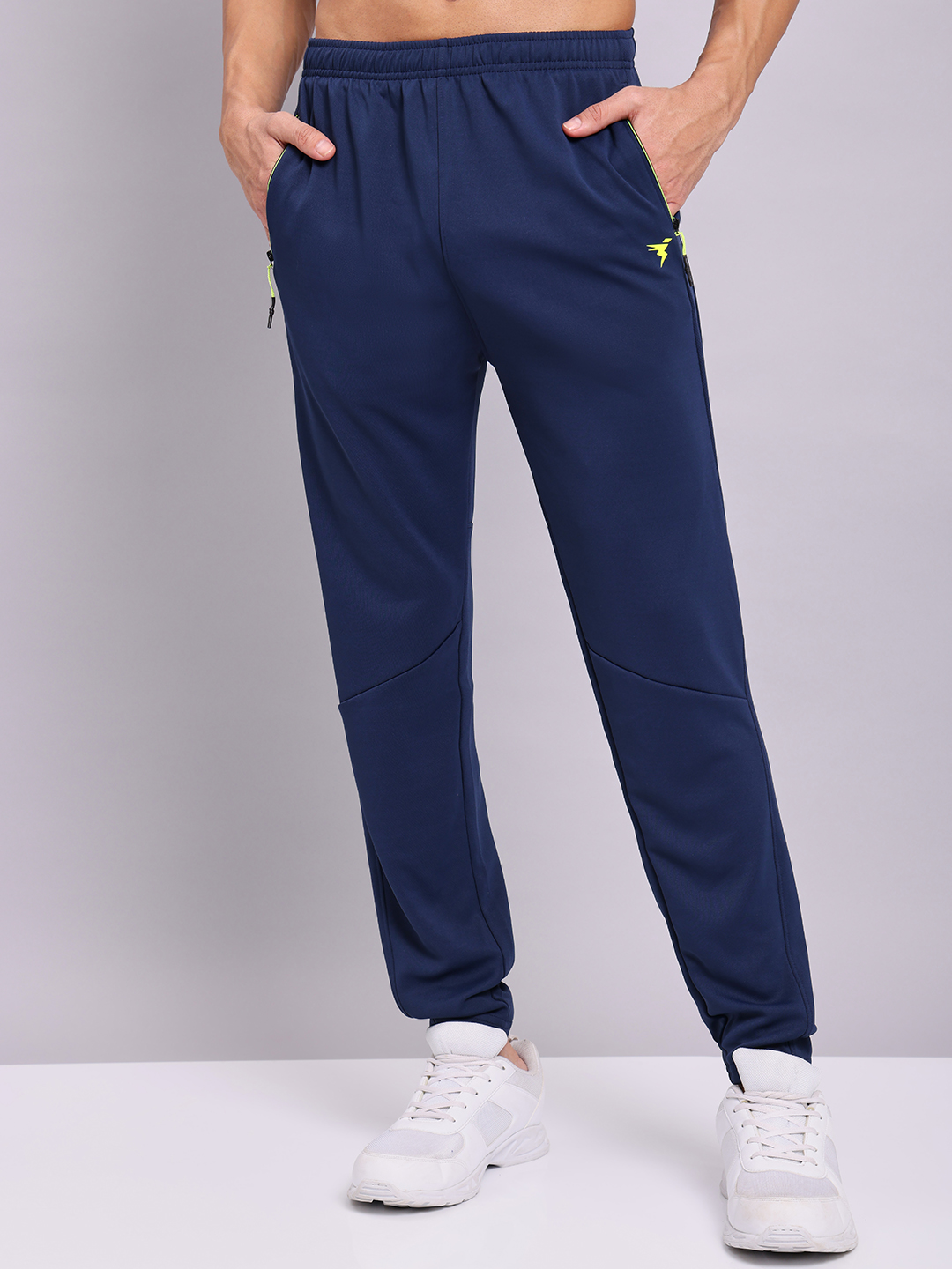 Technosport Men Navy Blue Mid-Rise Slim Fit Polyester Training Track Pants (1)