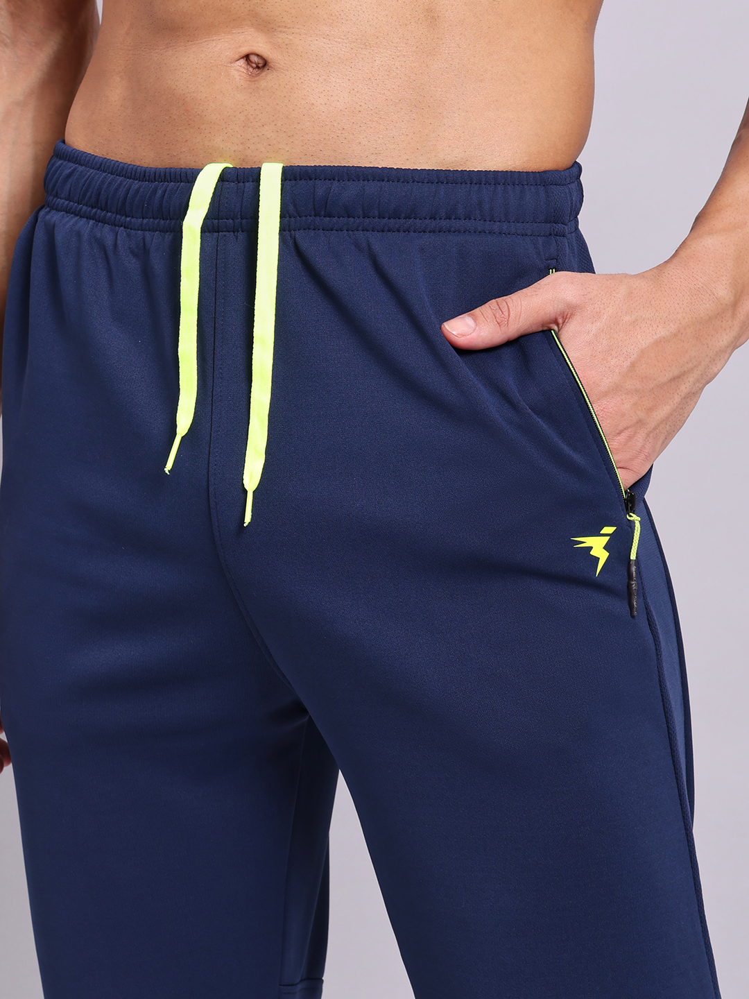Technosport Men Navy Blue Mid-Rise Slim Fit Polyester Training Track Pants (2)