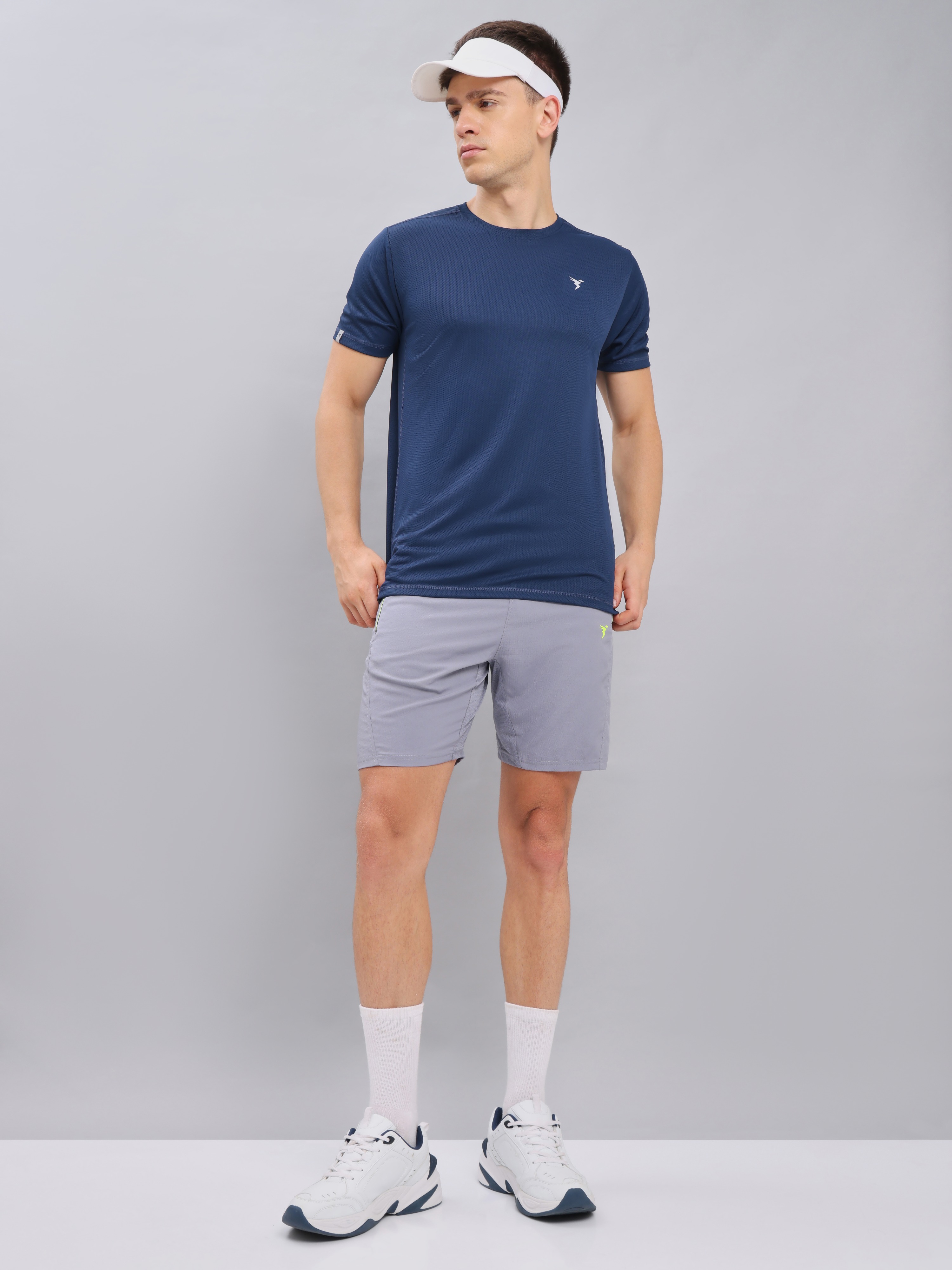 Technosport Men Navy Blue Solid Round Neck Half Sleeves Polyester Slim Fit T-Shirt (5)