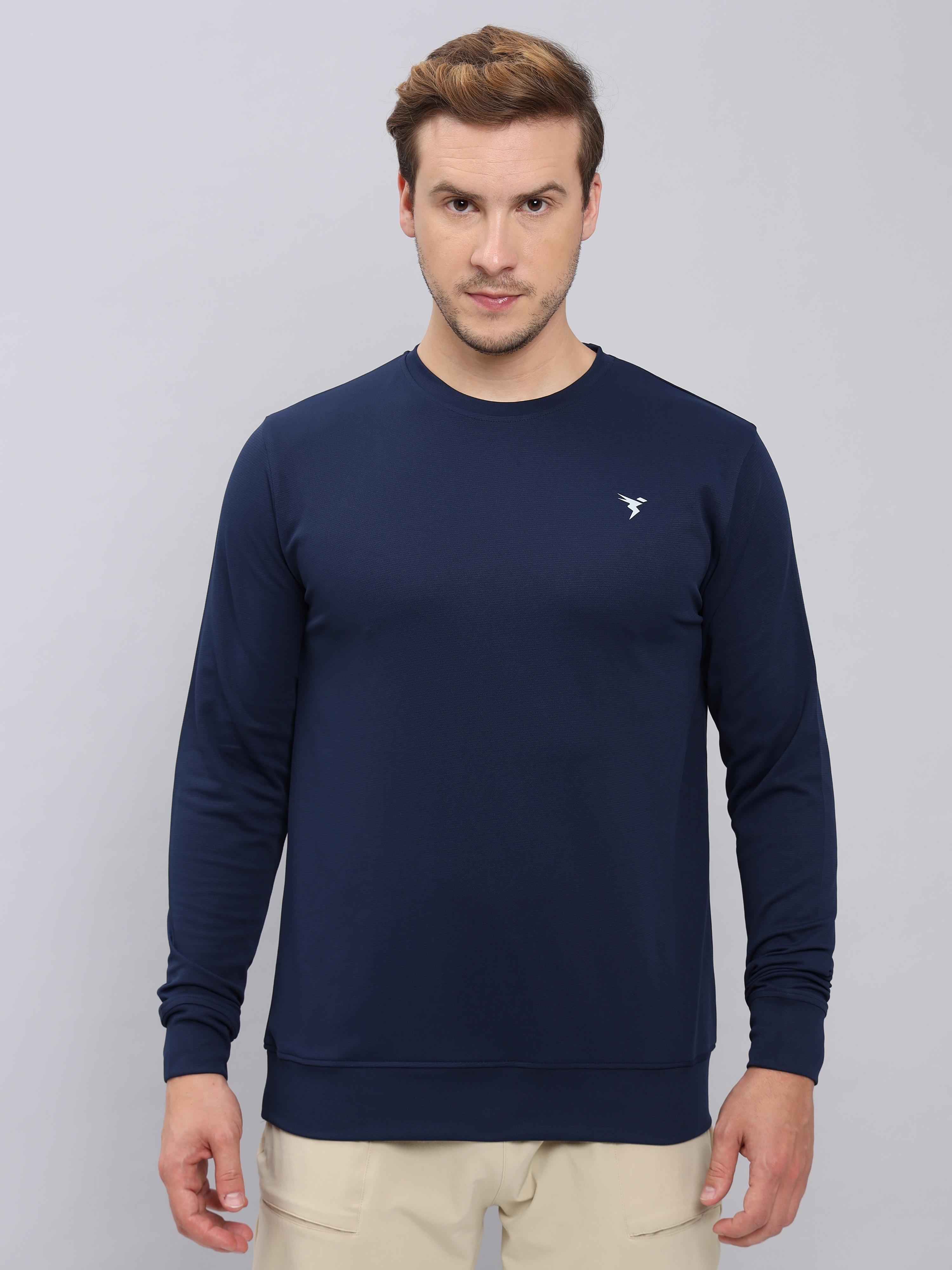 Technosport Men Navy Solid Crewneck Long Sleeves Round Neck Sweatshirt (1)