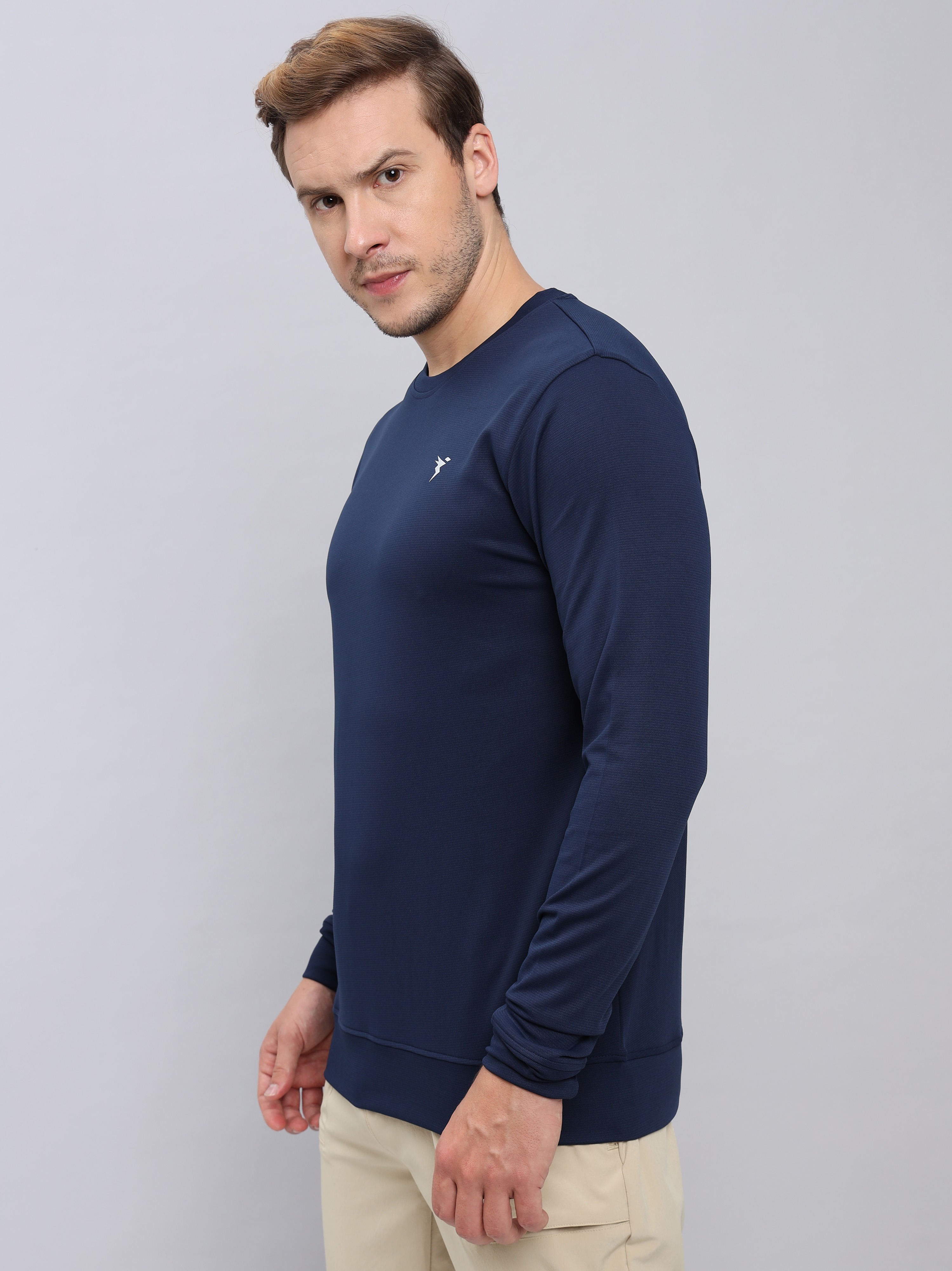 Technosport Men Navy Solid Crewneck Long Sleeves Round Neck Sweatshirt (3)
